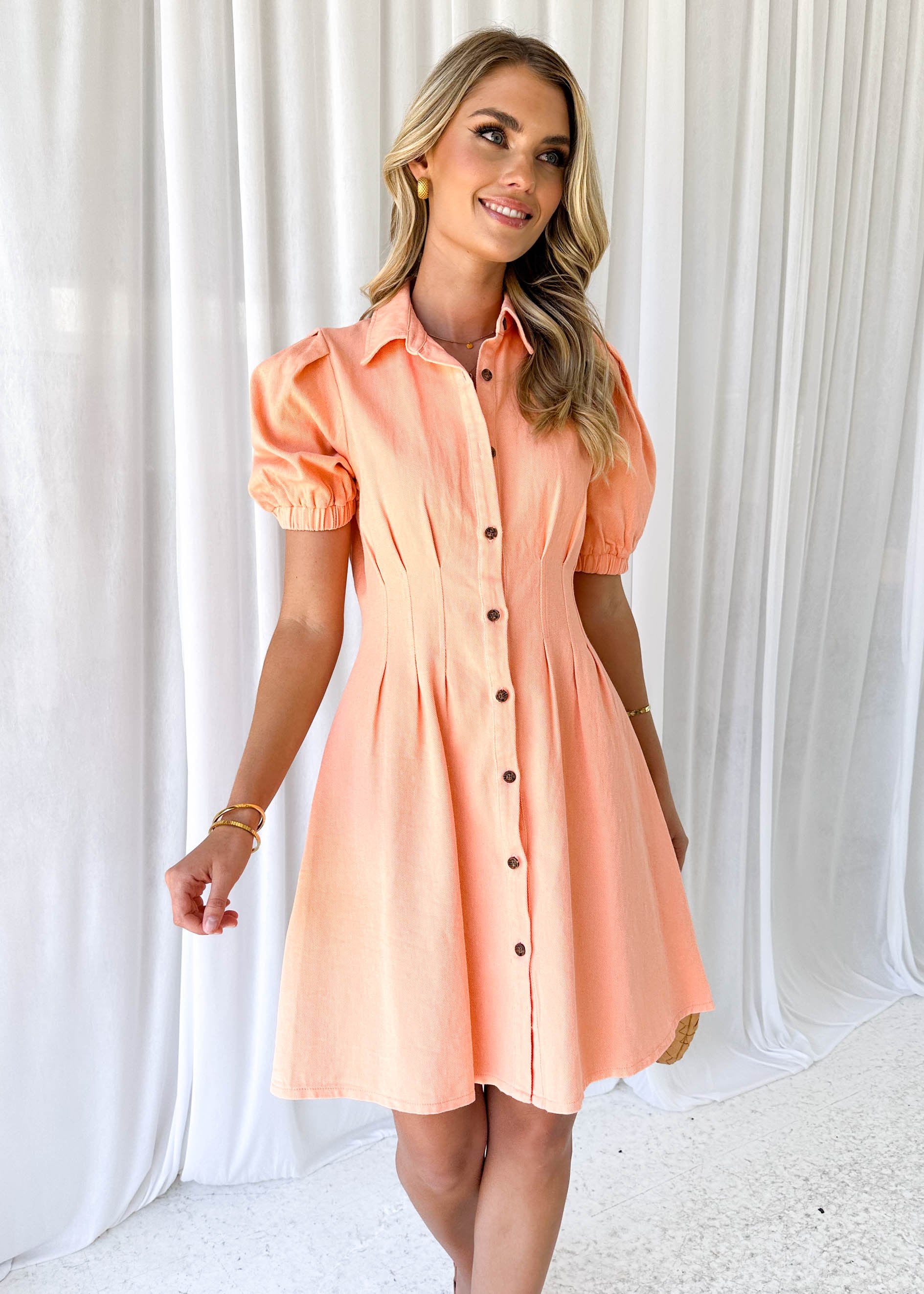Shauna Denim Dress - Orange