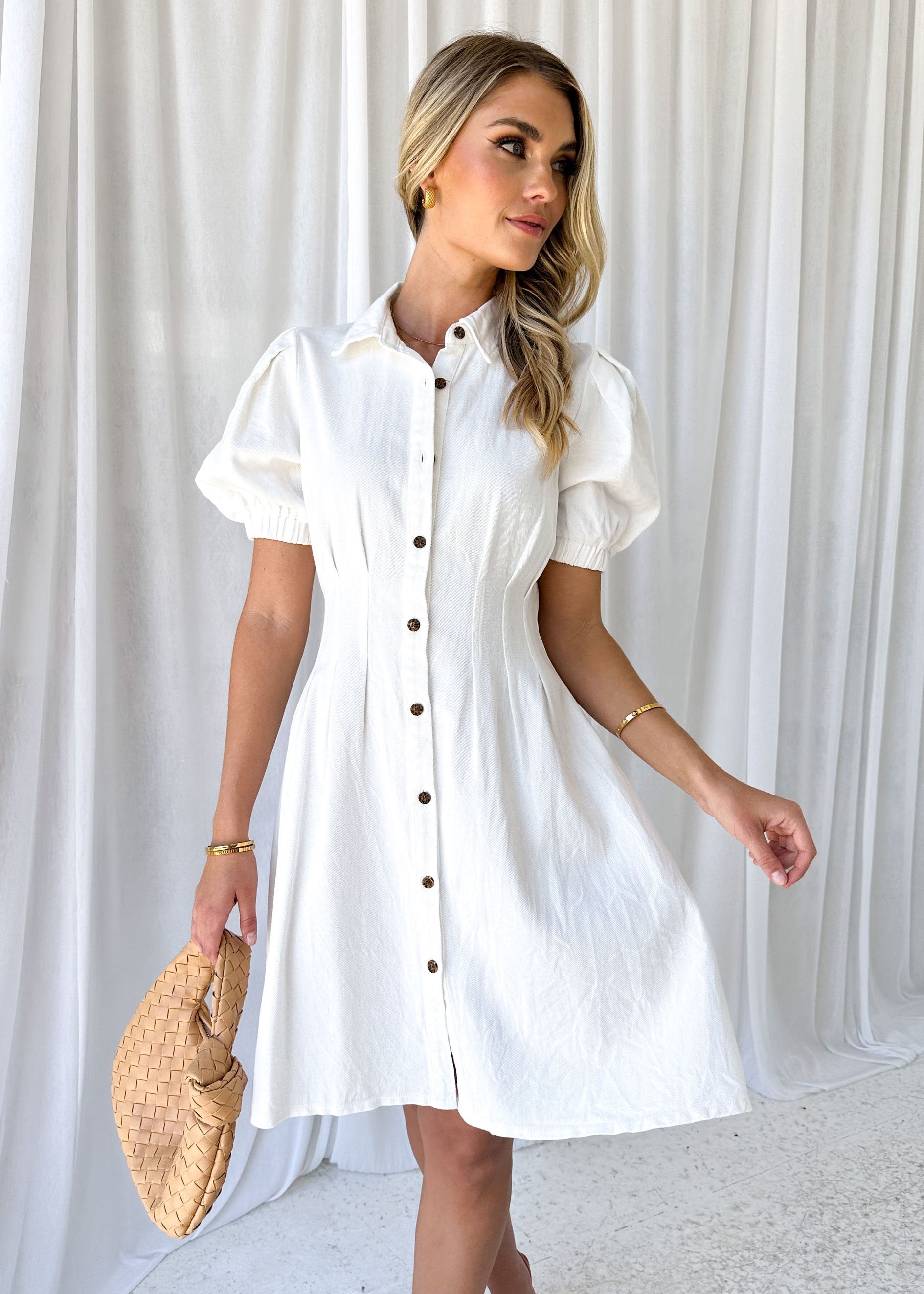 Shauna Denim Dress - Off White