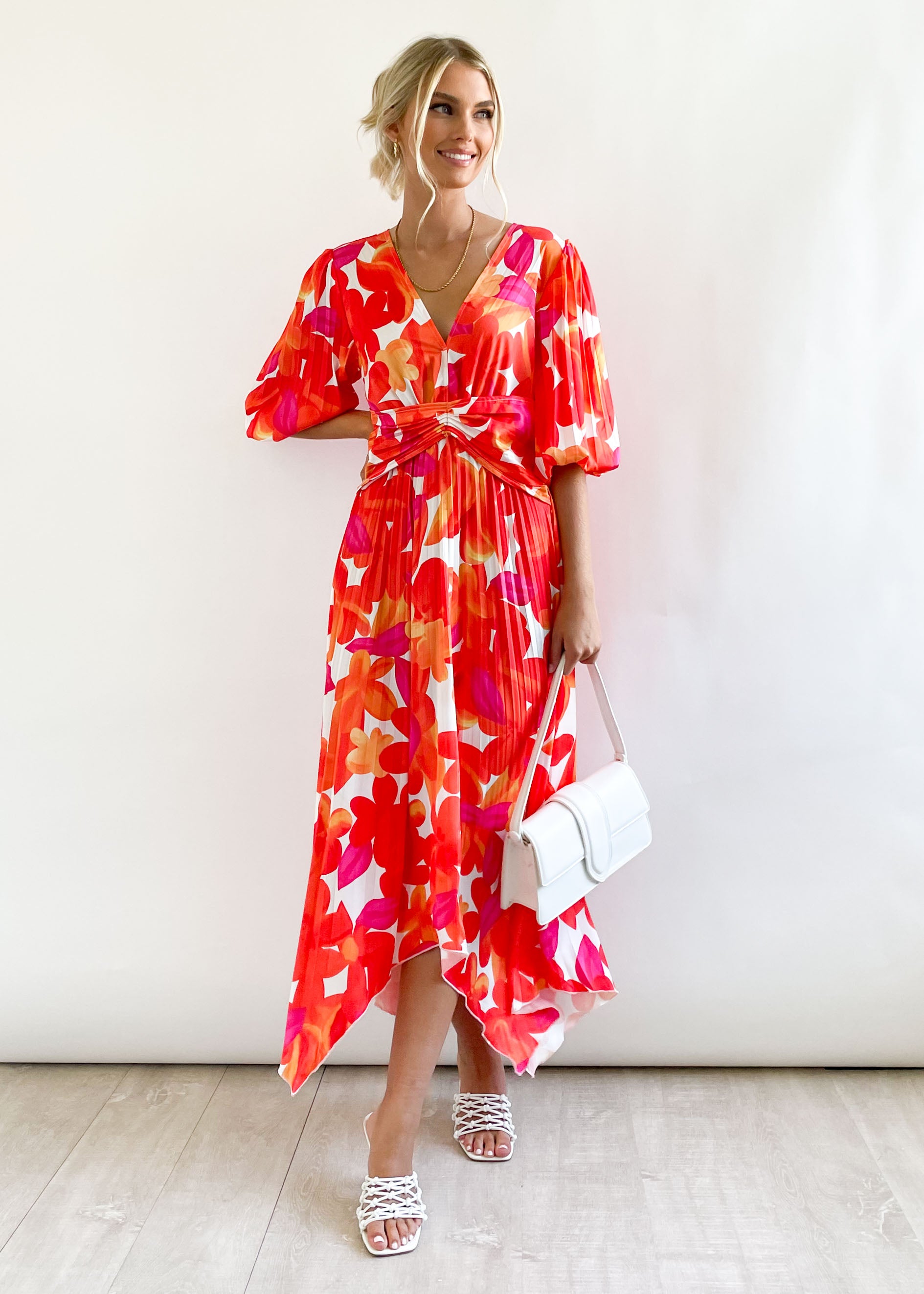 Savannah Midi Dress - Tangerine Floral