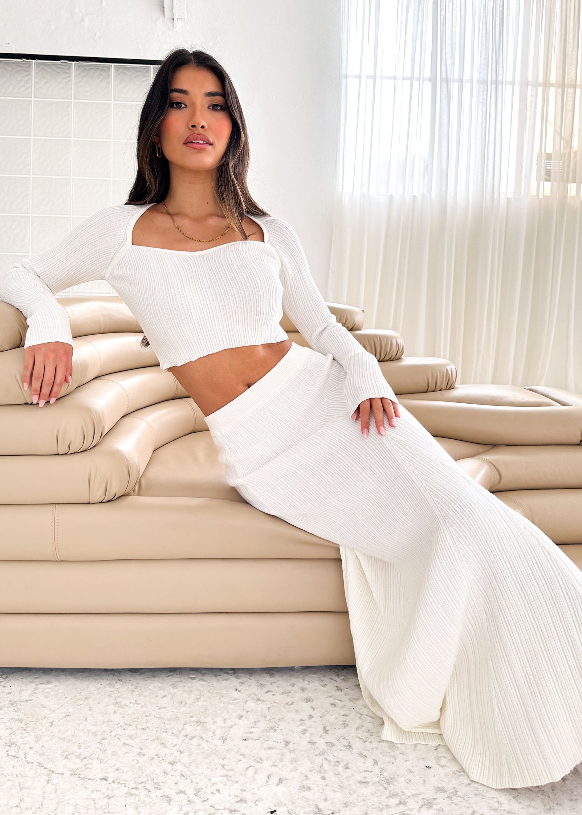Enota Knit Maxi Skirt - Off White