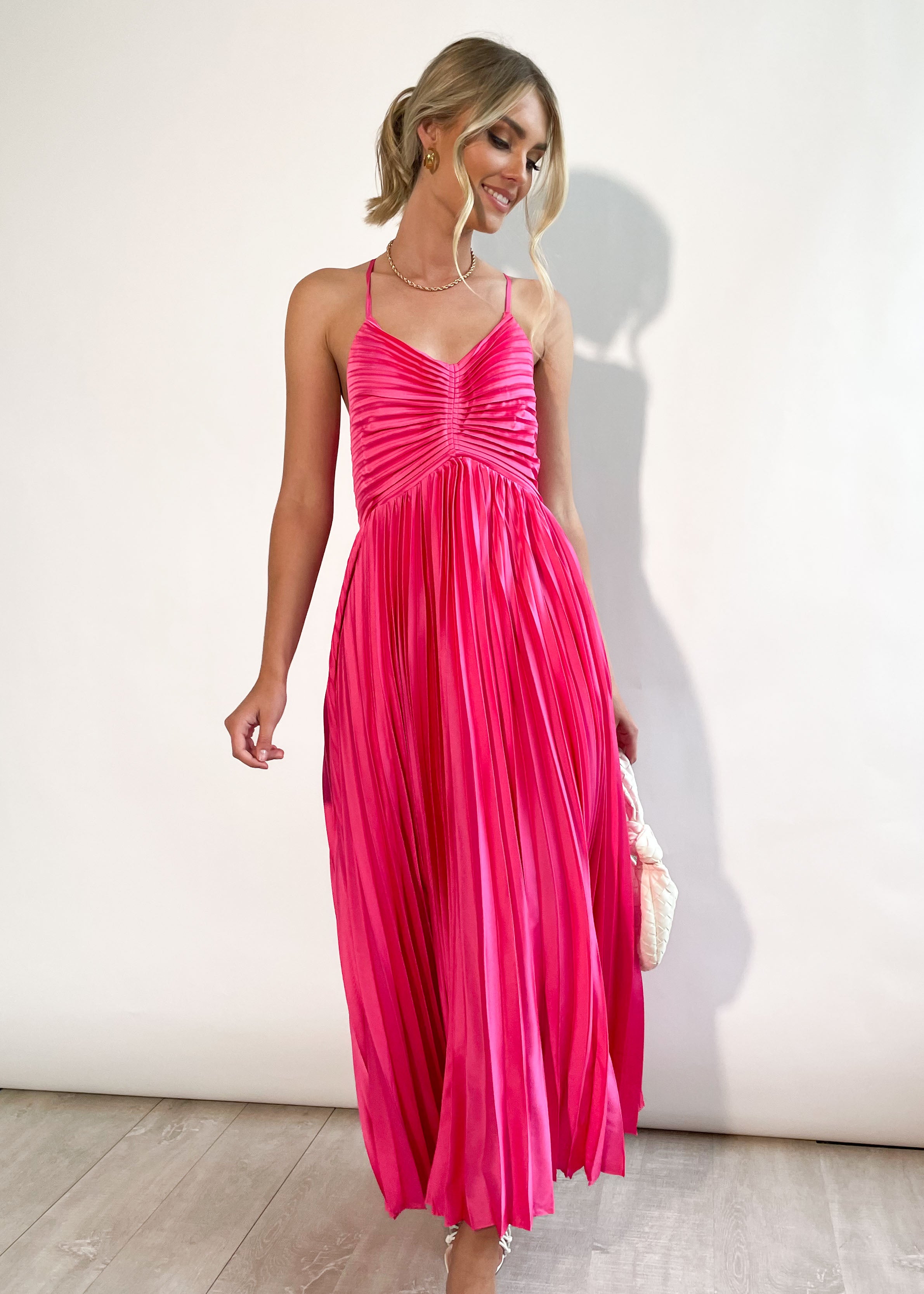 Steliah Midi Dress - Hot Pink
