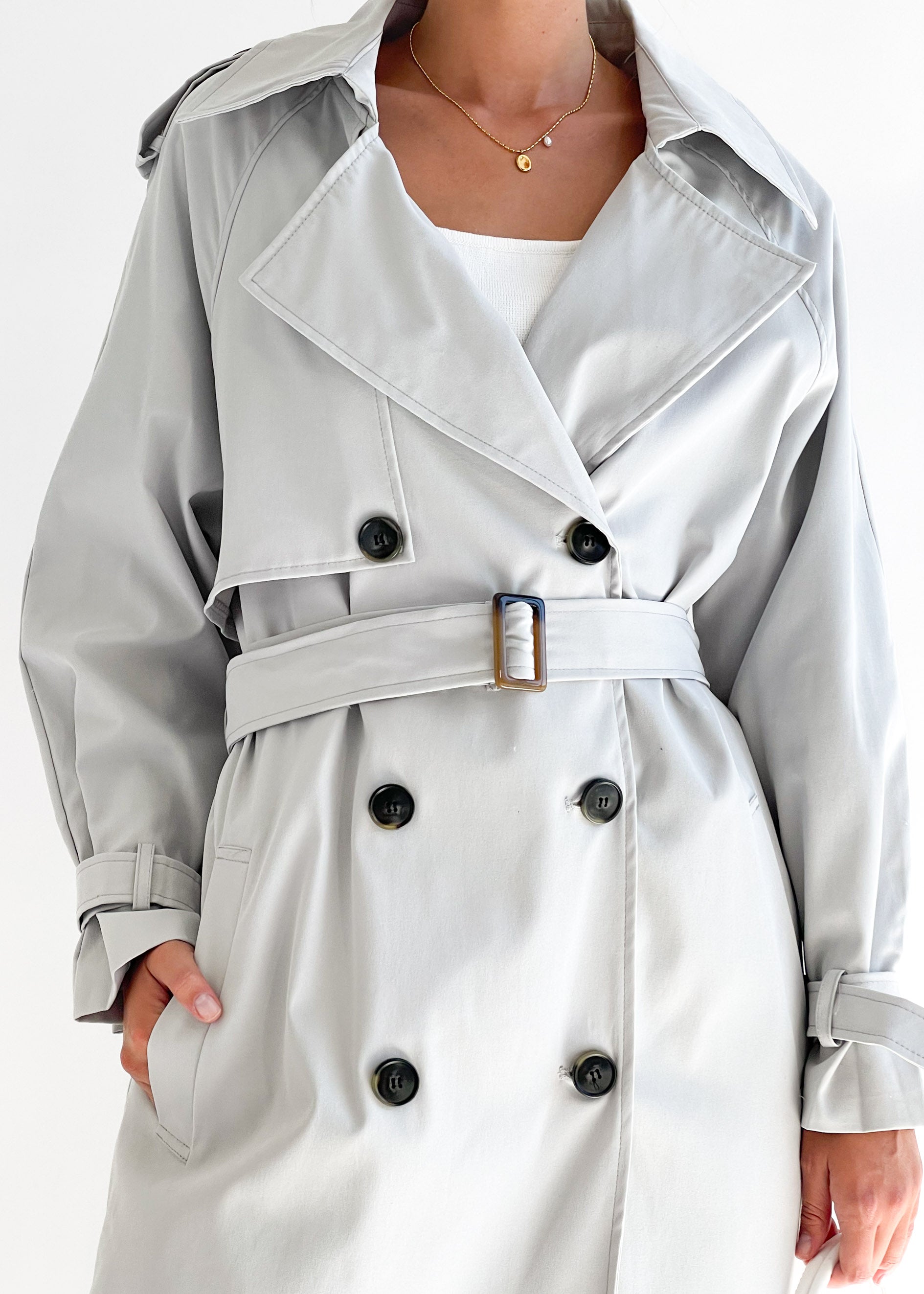 Taffie Trench Coat - Grey