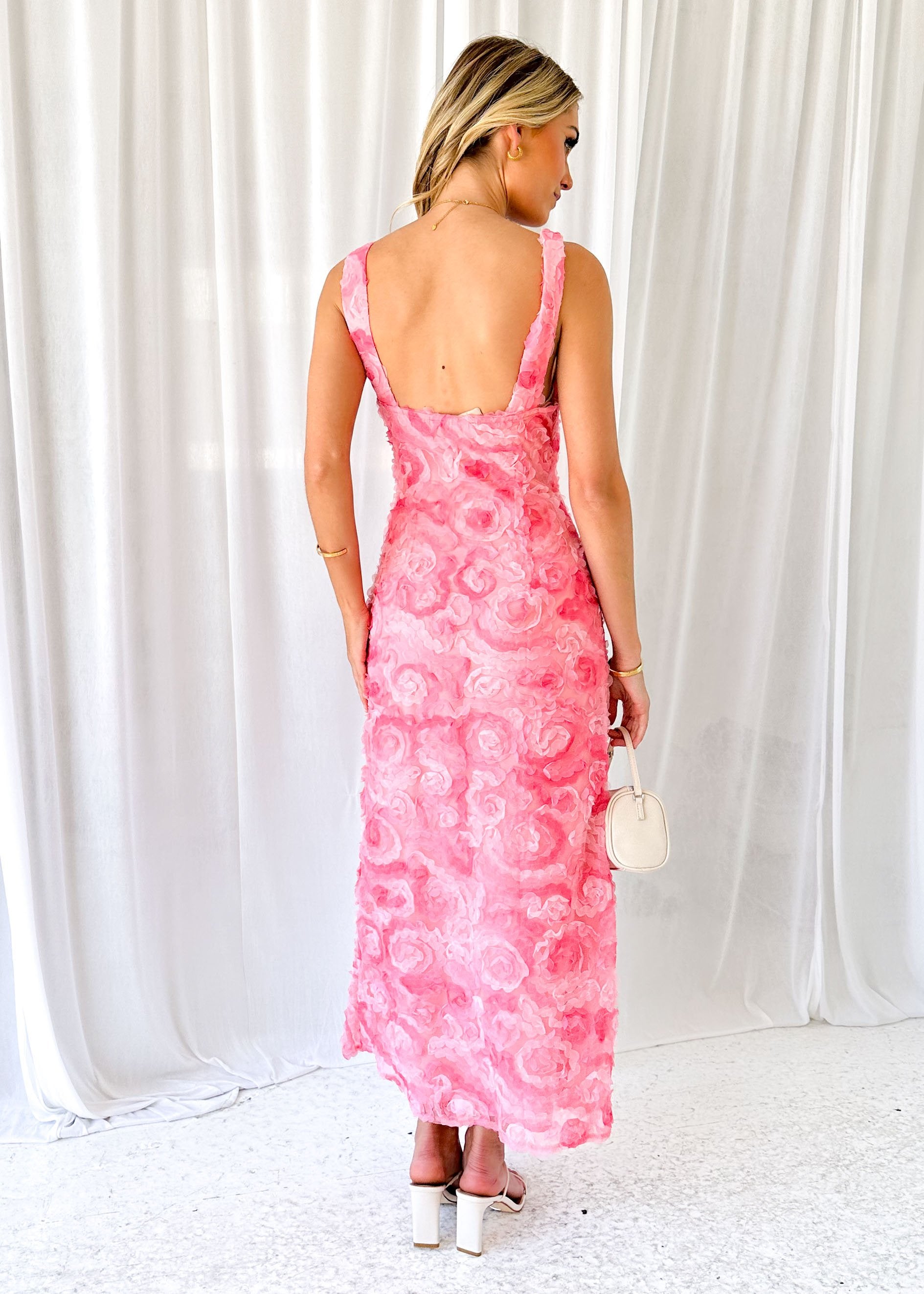 Cessie Midi Dress - Pink Flowers