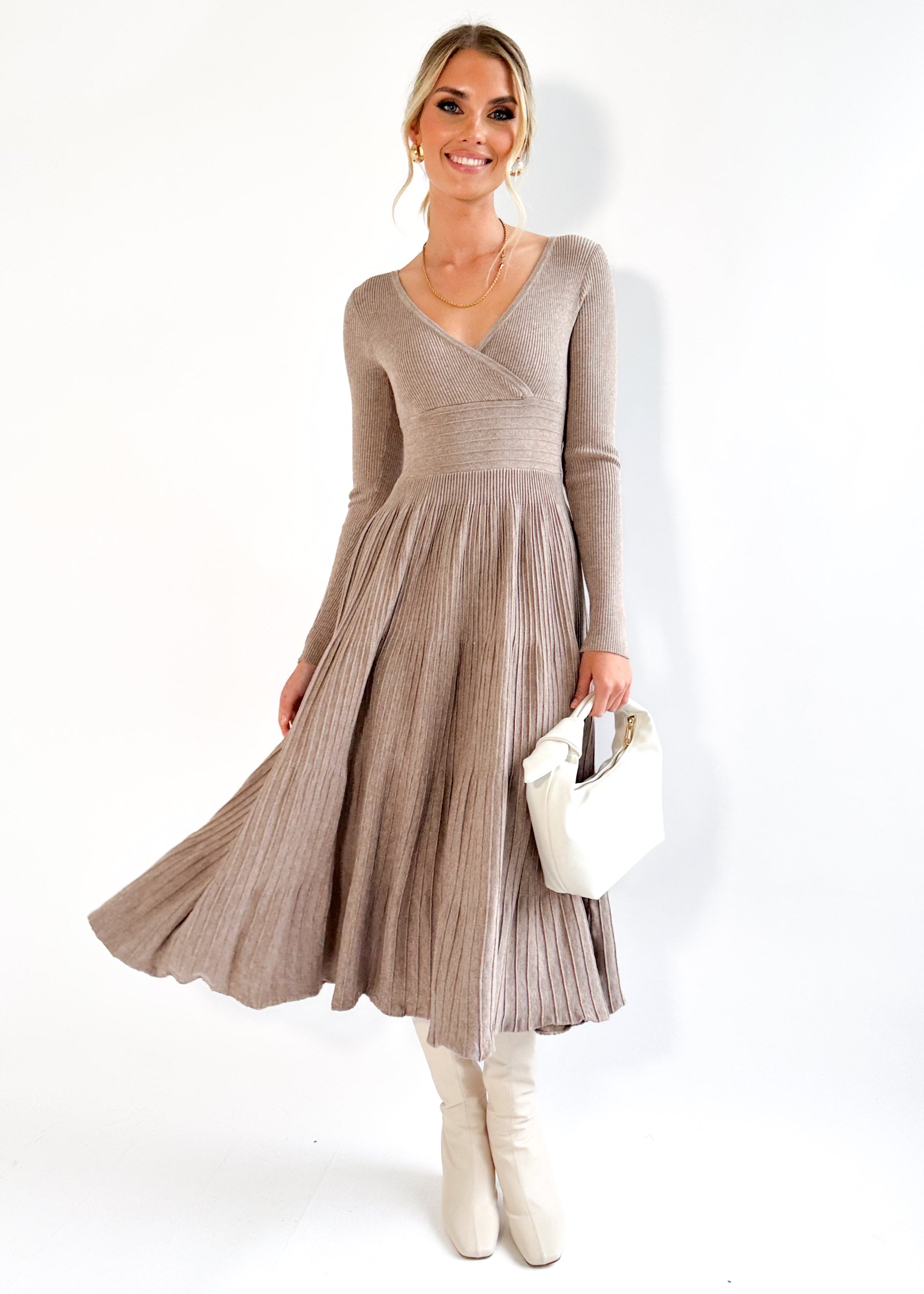 Alise Knit Midi Dress - Oatmeal