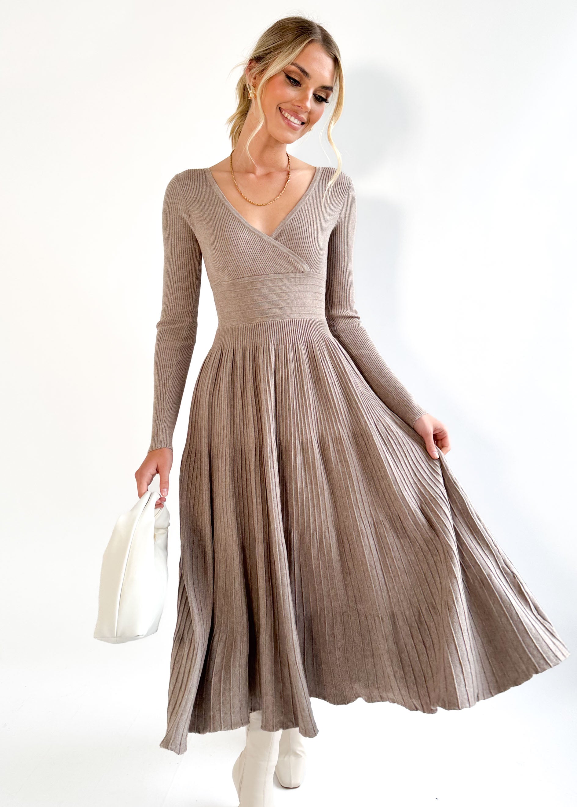 Alise Knit Midi Dress - Oatmeal