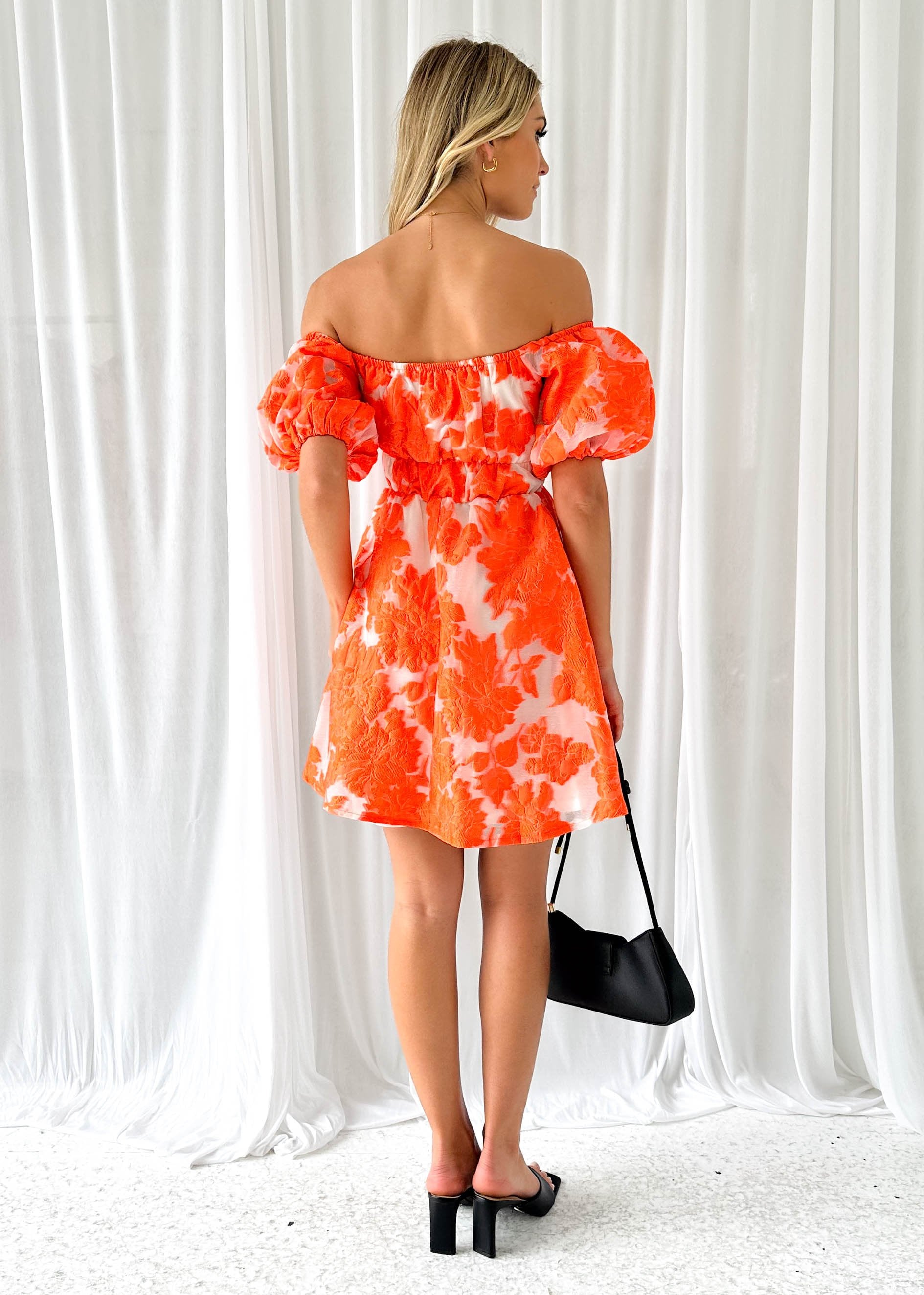 Lania Dress - Orange Jacquard