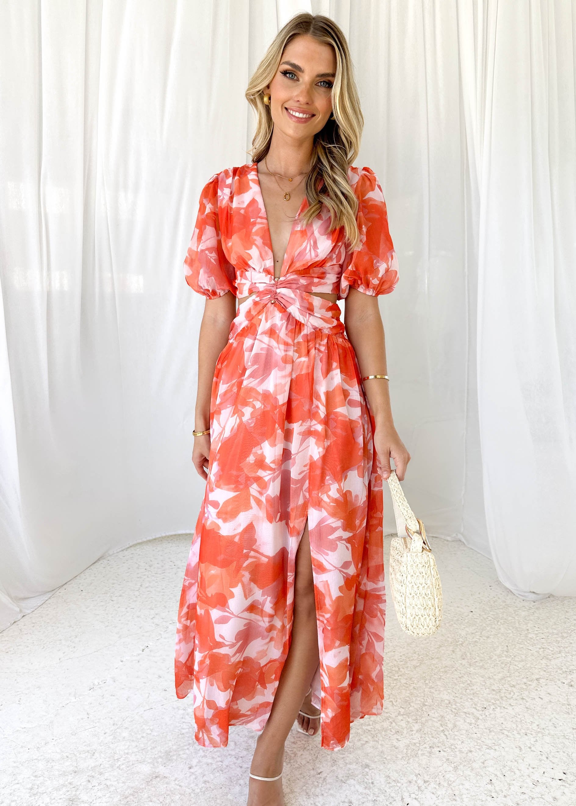 Leasie Maxi Dress - Red Floral