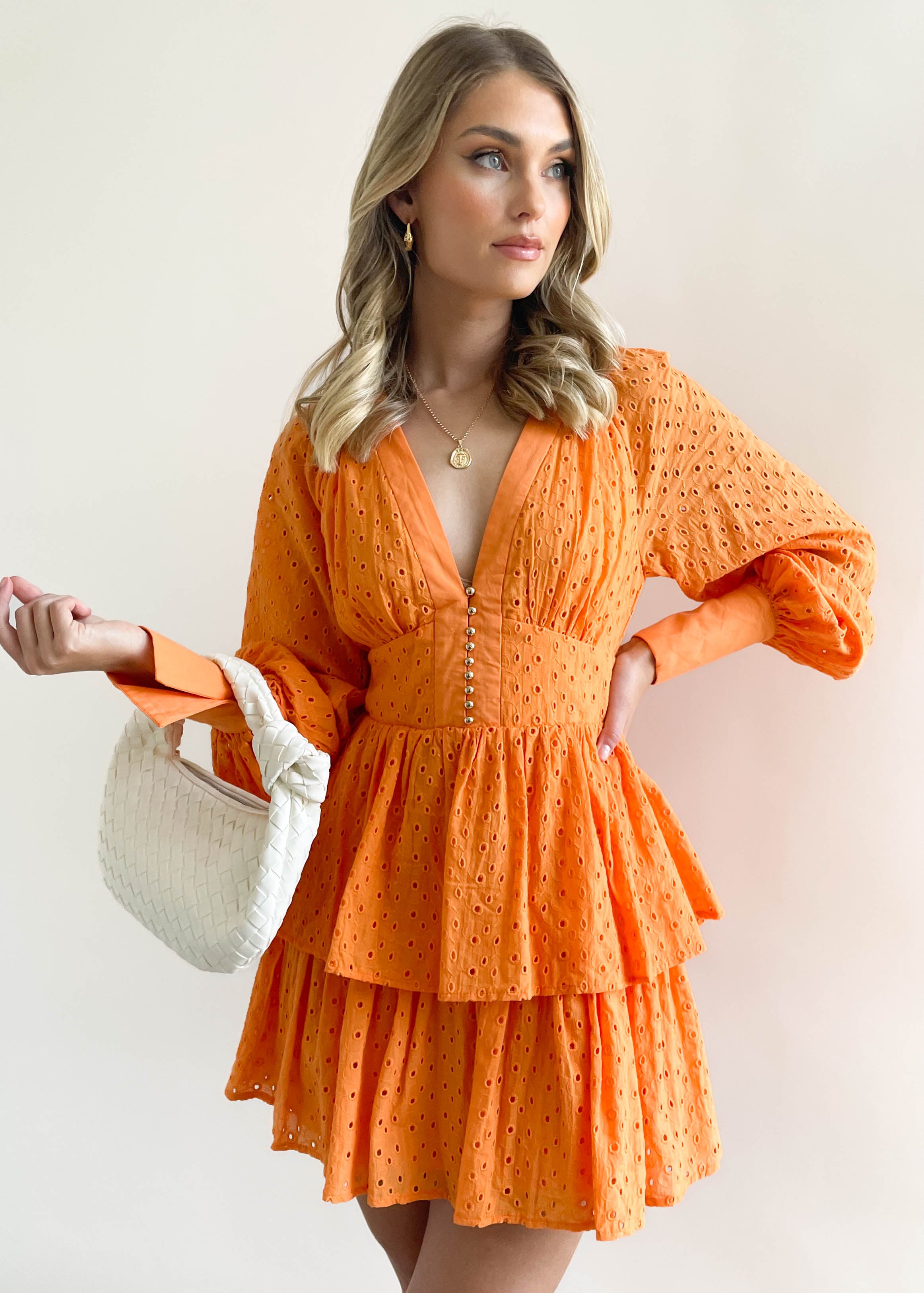 Rowyn Dress - Orange Anglaise
