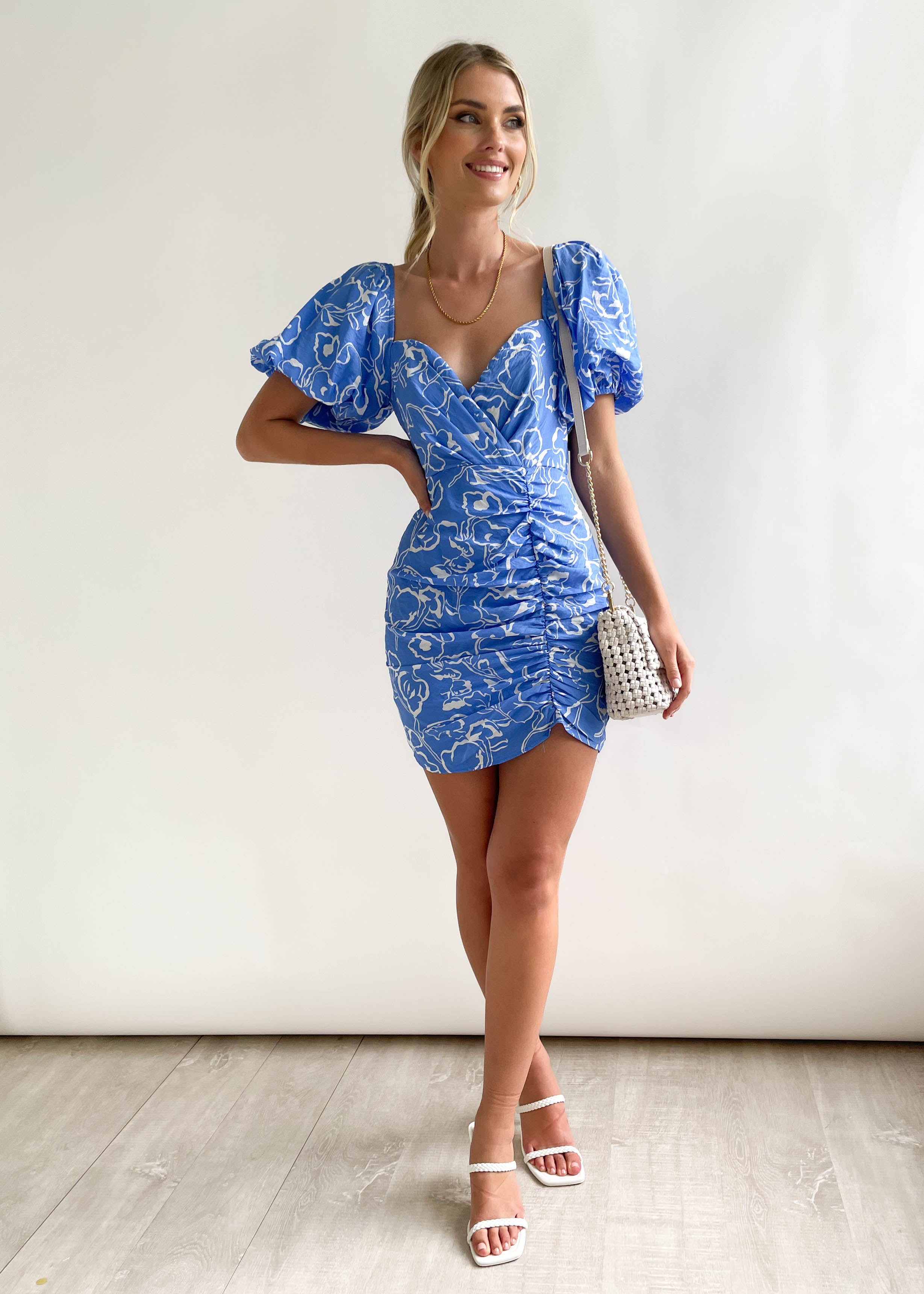 Symone Dress - Blue Abstract