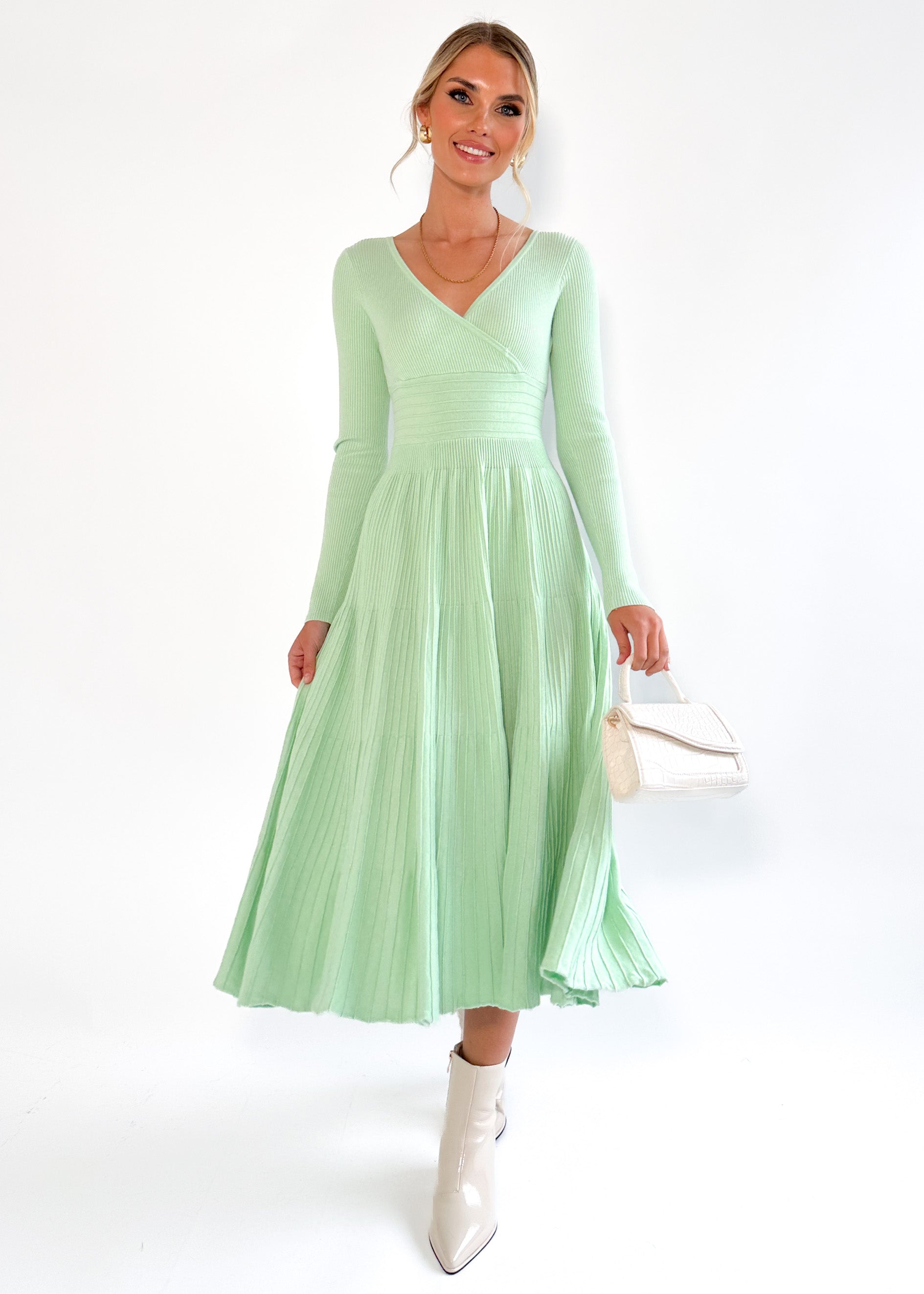 Alise Knit Midi Dress - Mint