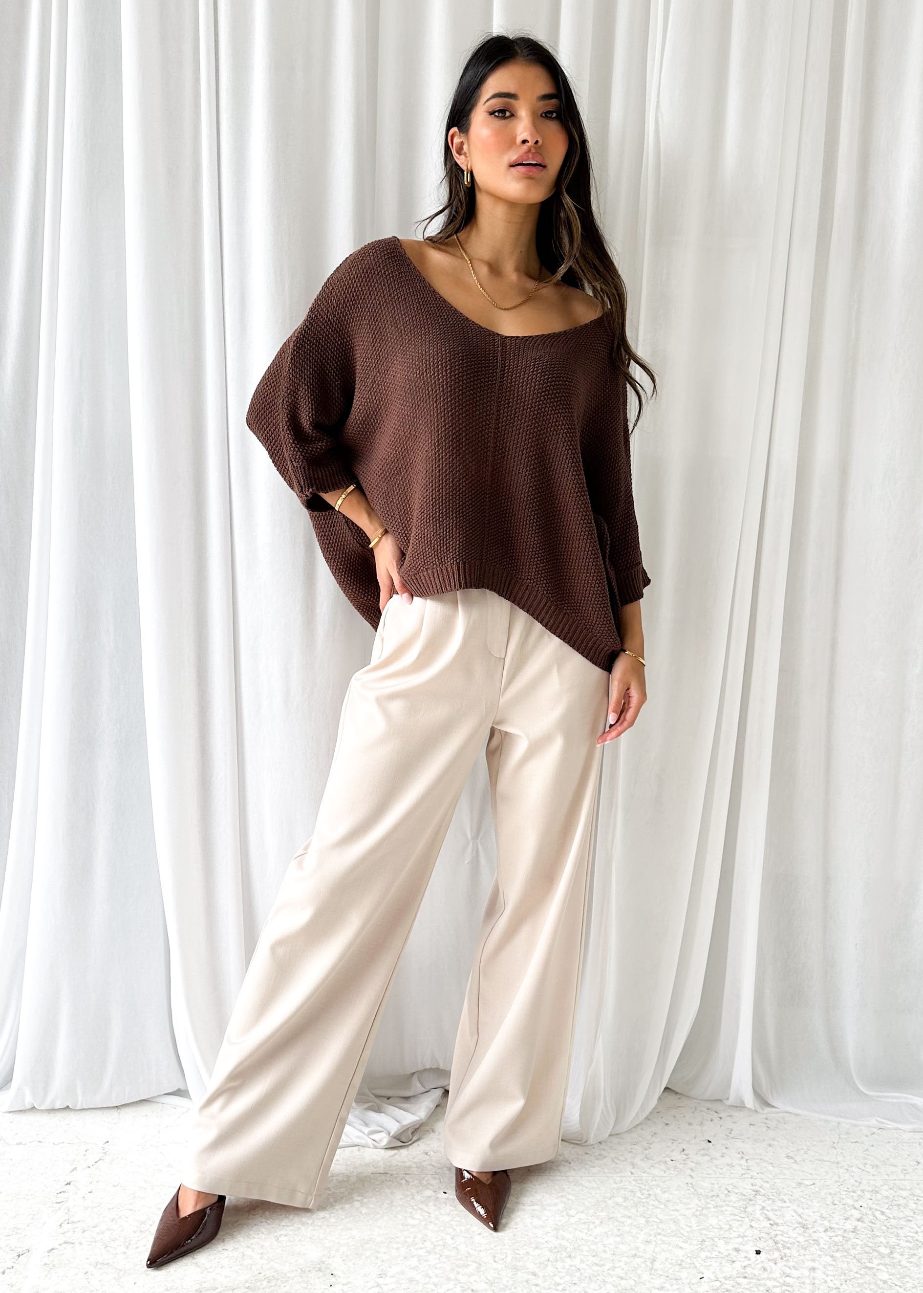 Sovra Knit Top - Chocolate