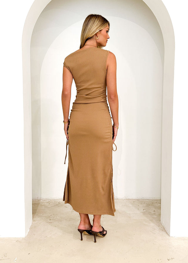 Wilderra Stretch Midi Dress - Latte