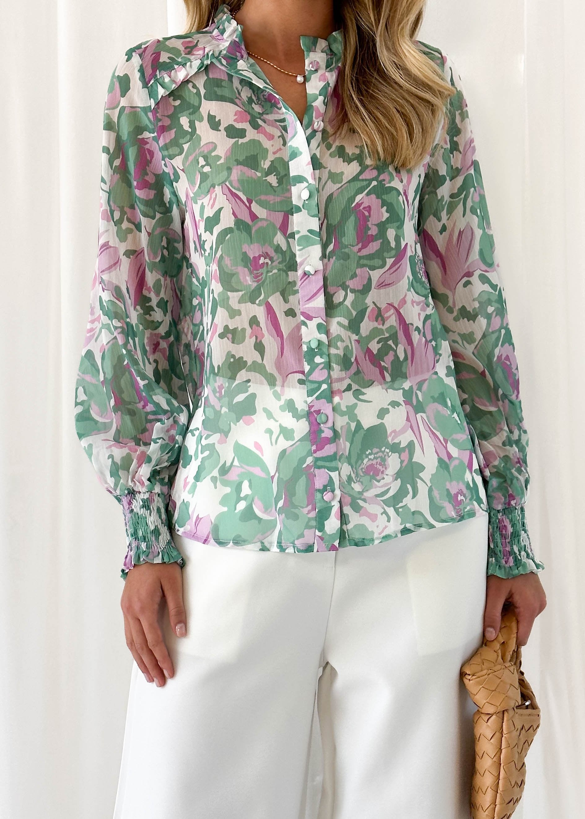 Donna Shirt - Green Floral
