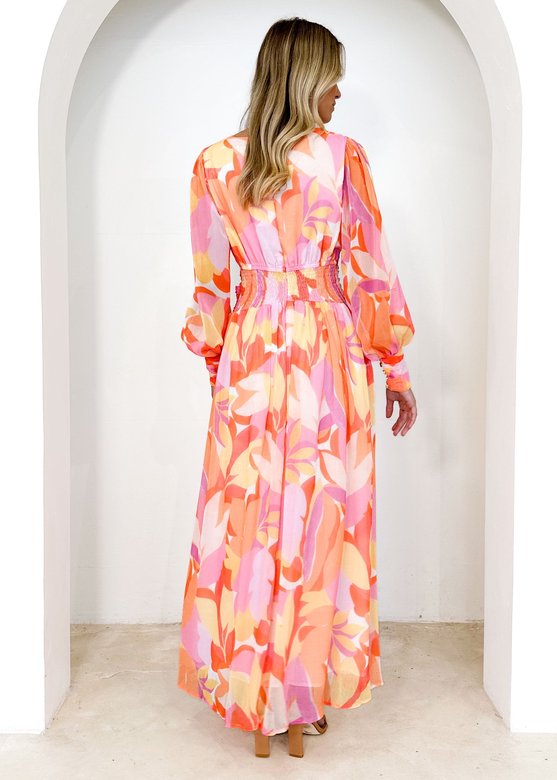 Adirra Maxi Dress - Tangerine Floral