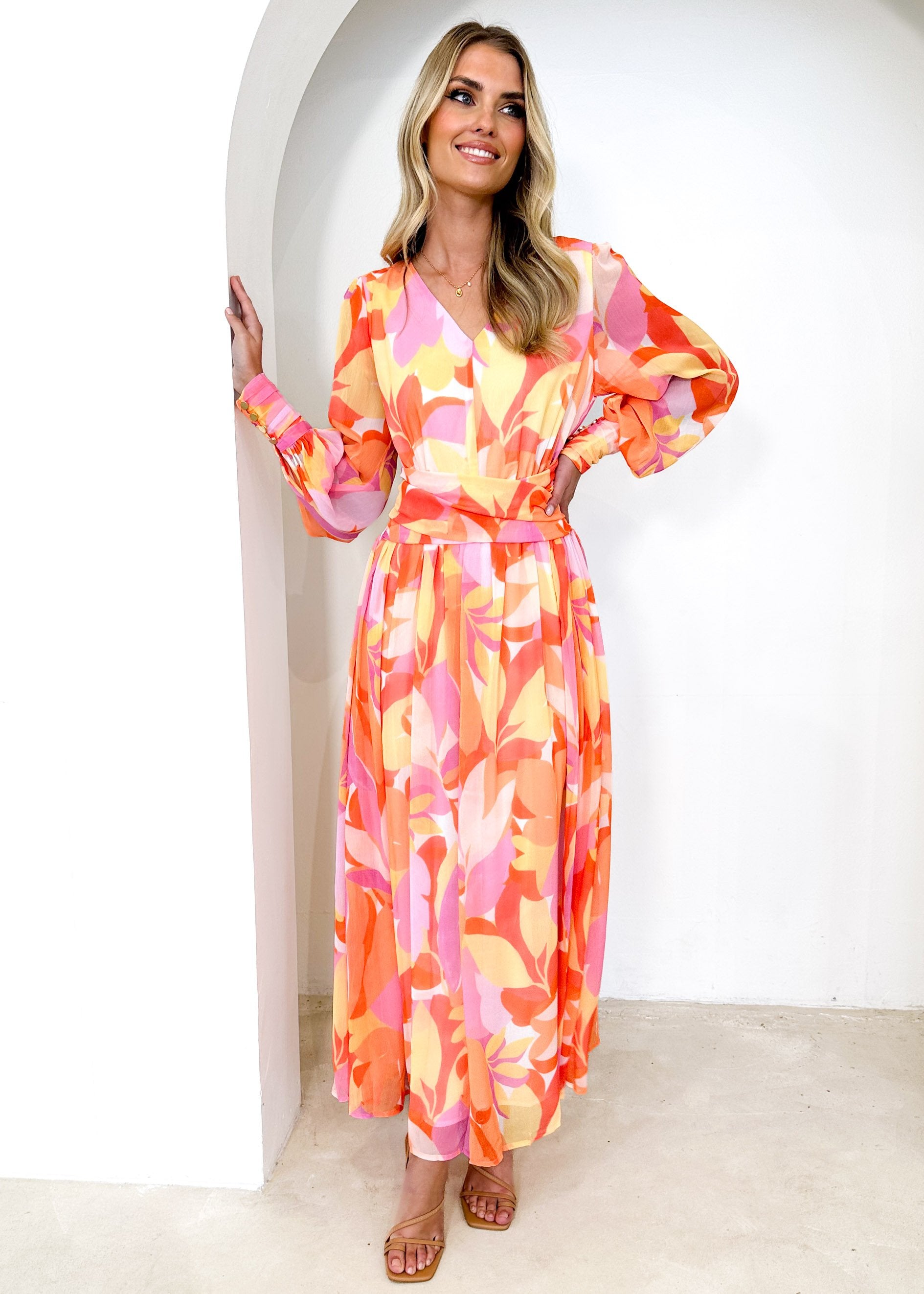 Adirra Maxi Dress - Tangerine Floral