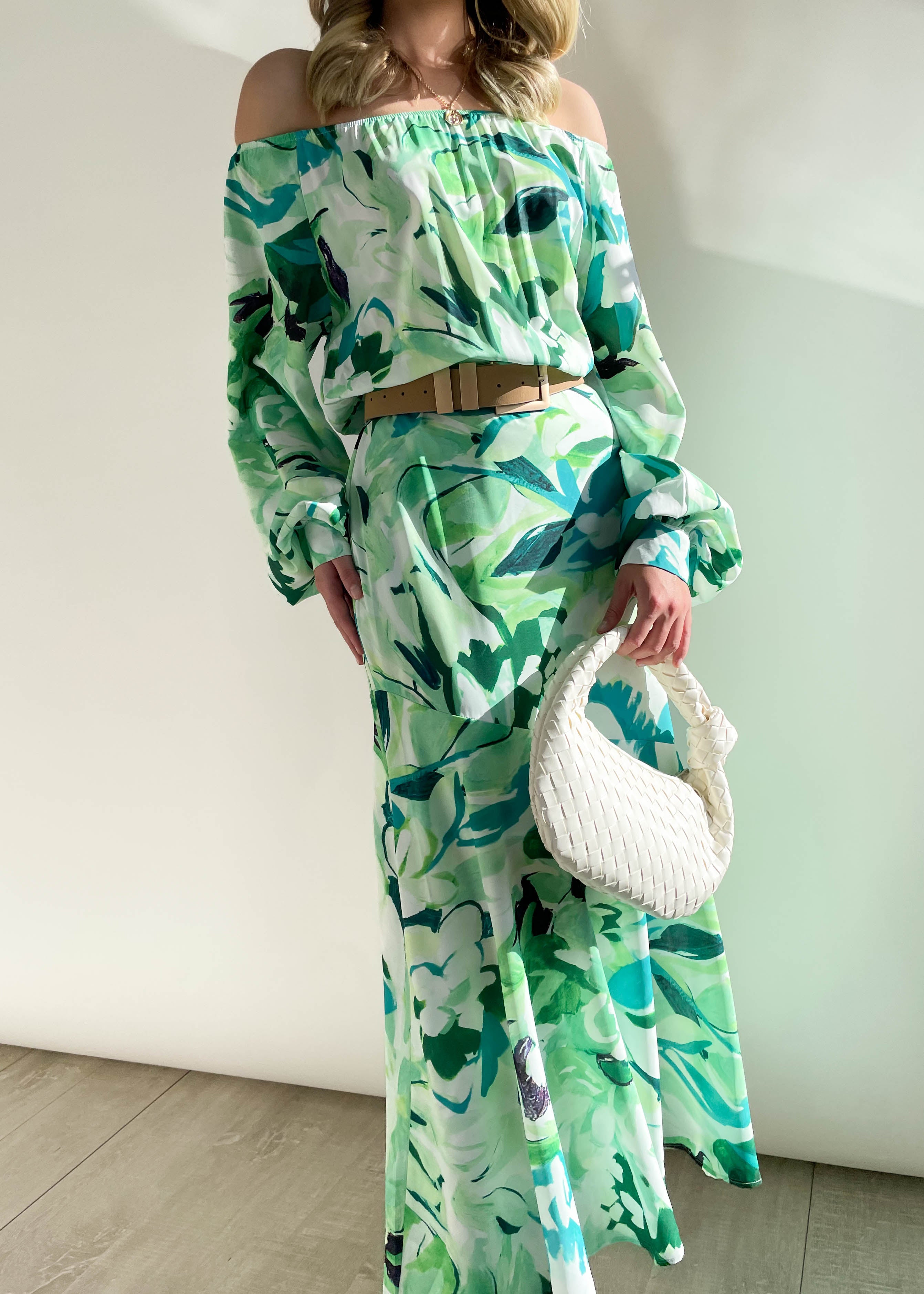 Gatio Midi Dress - Green Floral