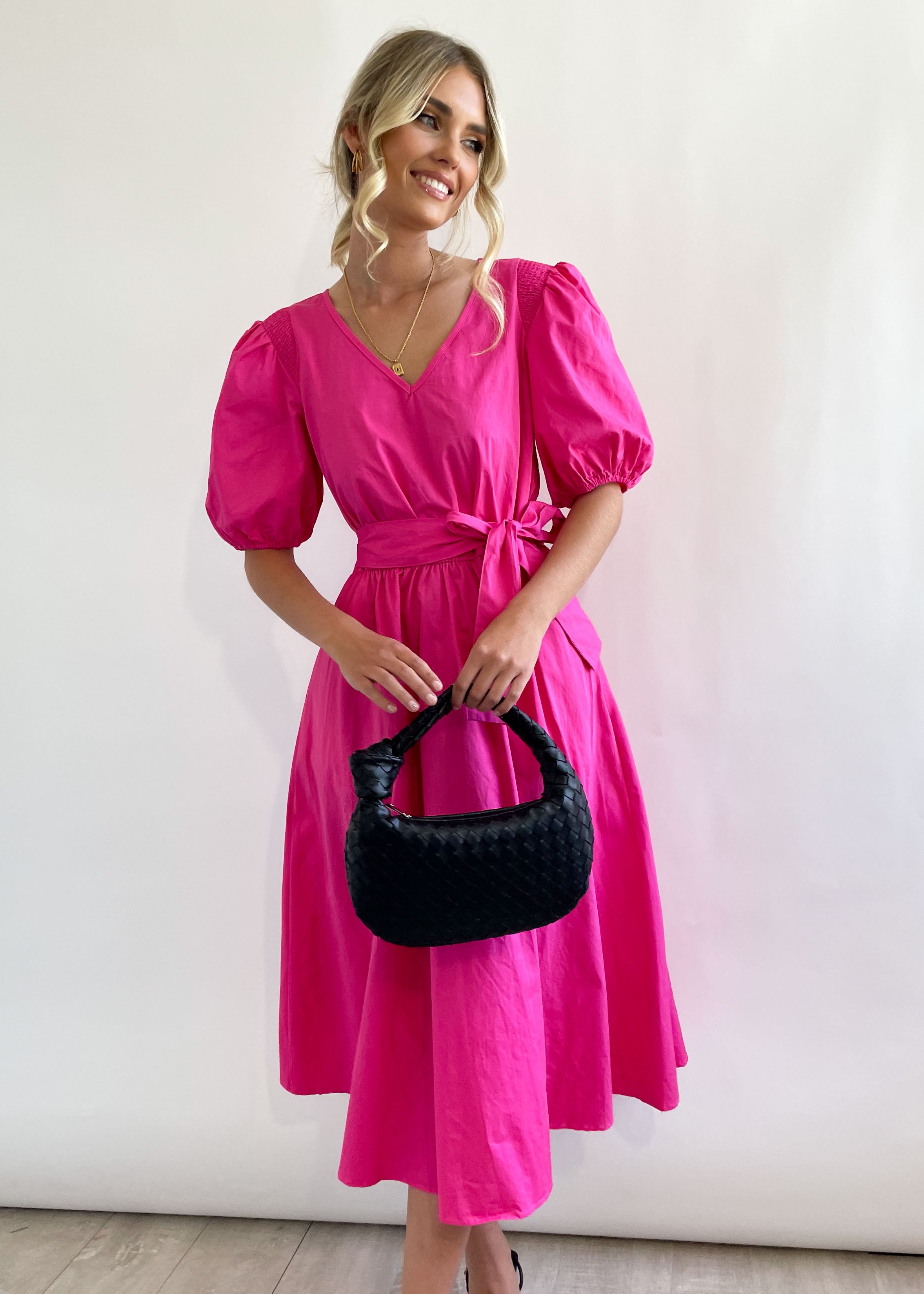 Annelise Midi Dress - Hot Pink