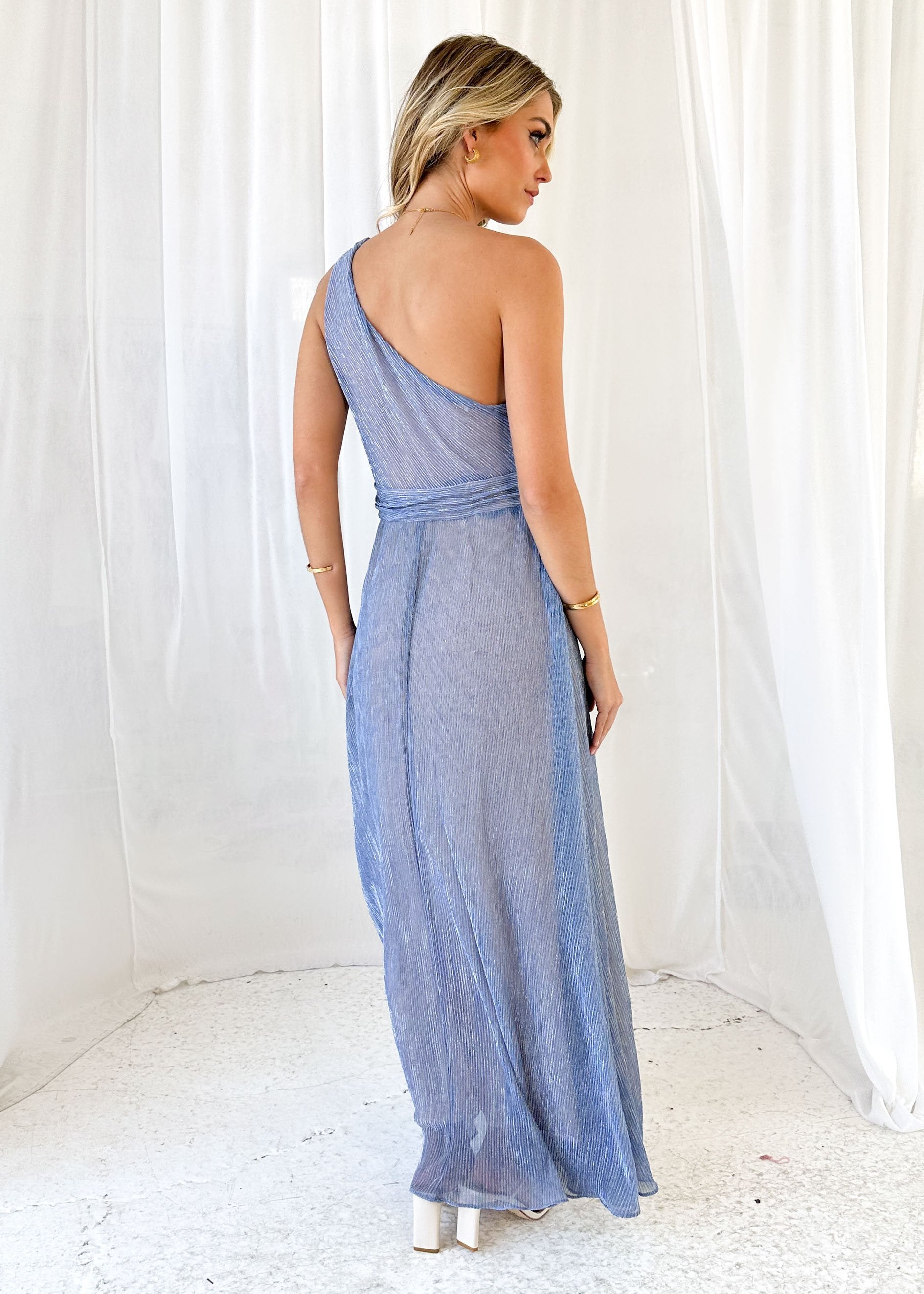 Aude One Shoulder Maxi Dress - Blue Sapphire