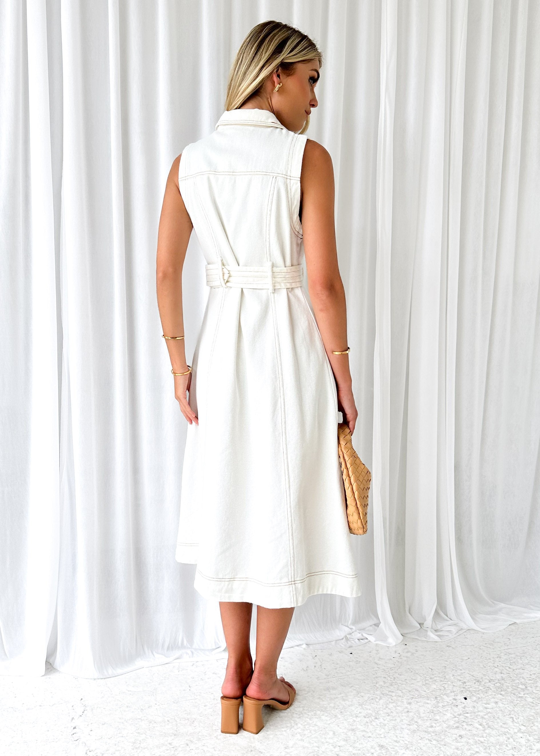 Tremery Denim Midi Dress	 - Off White