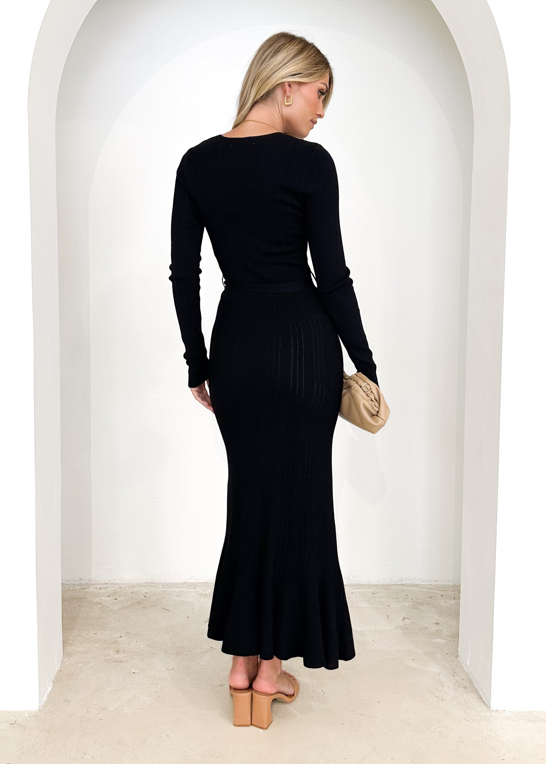Torio Knit Midi Dress - Black