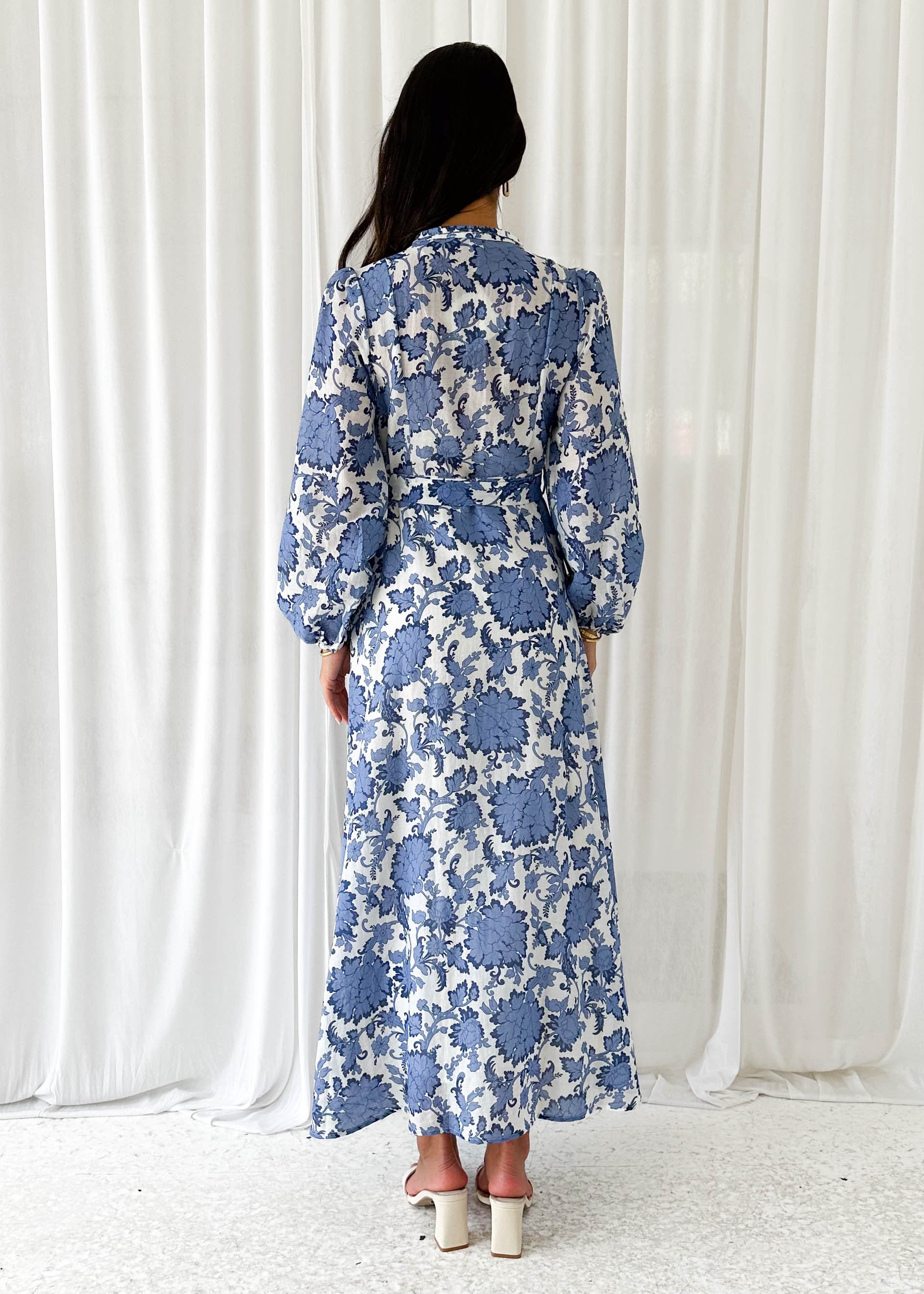 Gretra Midi Dress - Blue Floral