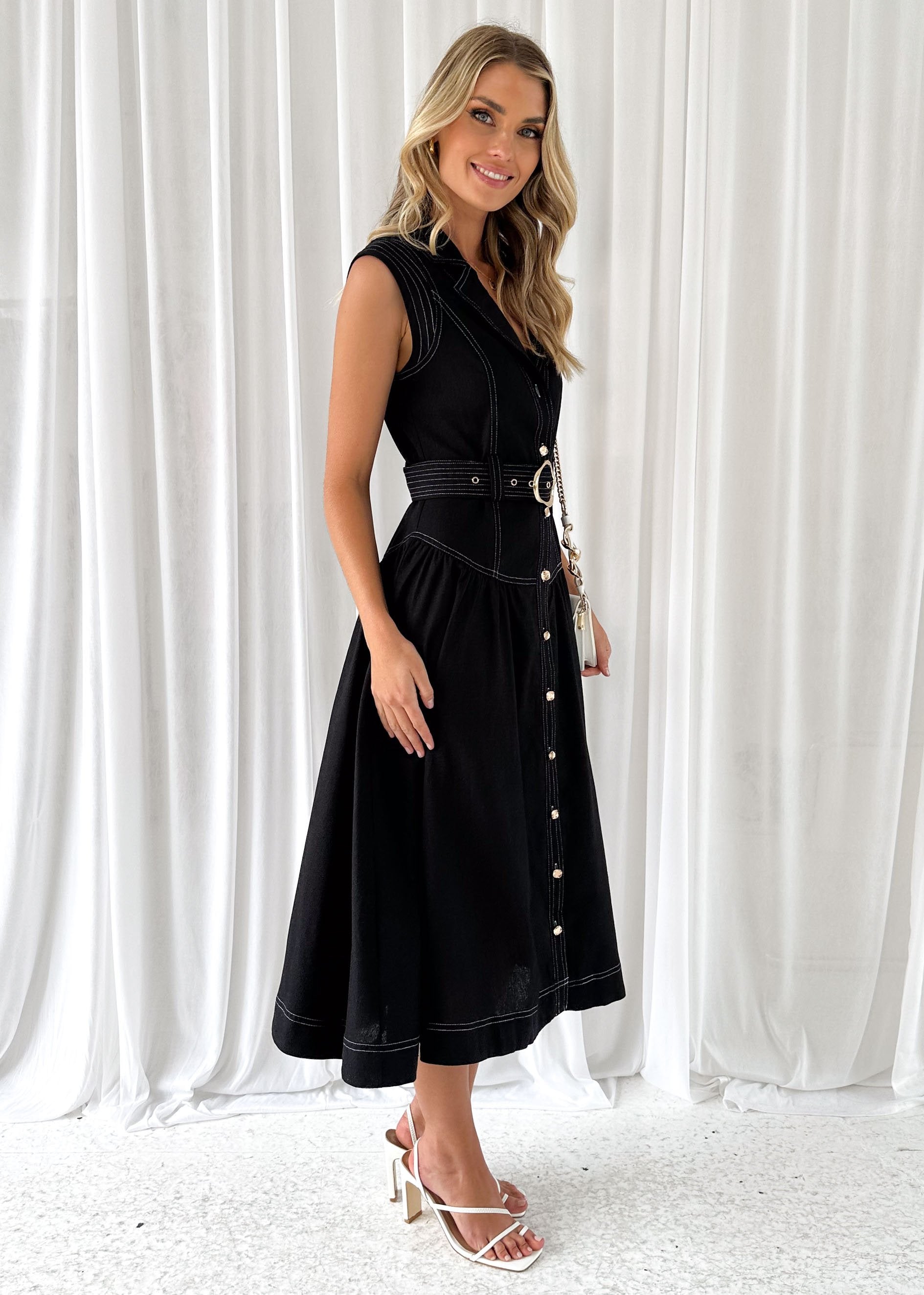 Persha Midi Dress - Black