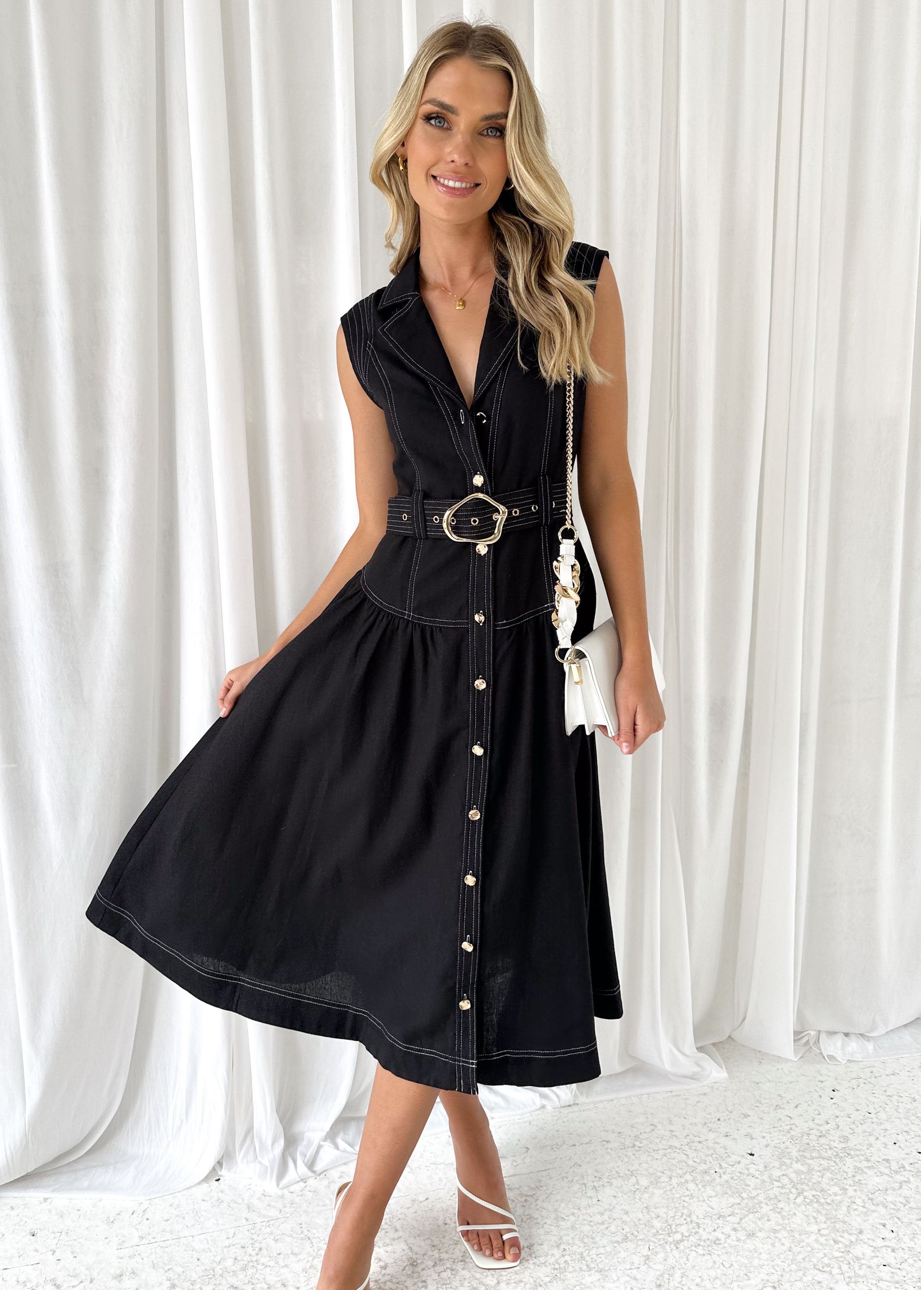 Persha Midi Dress - Black