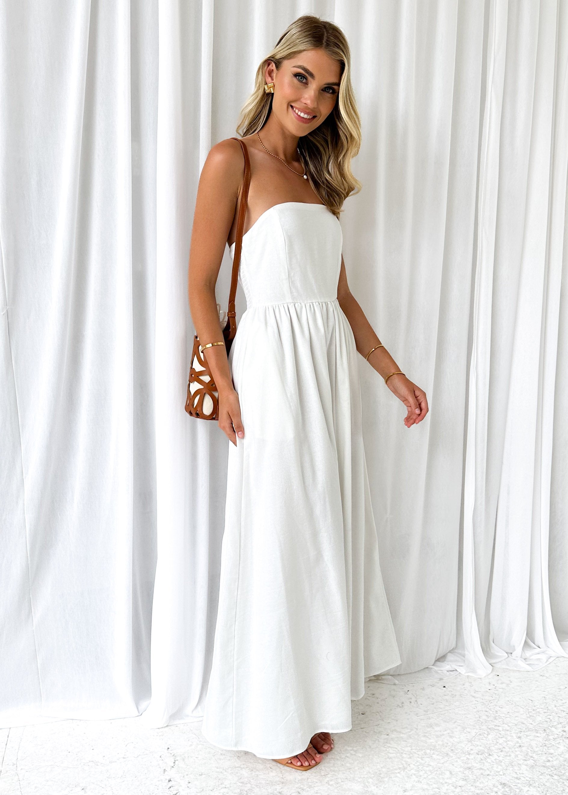 Sharliee Strapless Maxi Dress - Off White