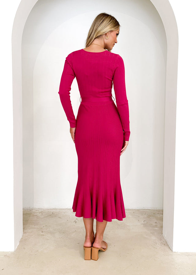 Torio Knit Midi Dress - Magenta