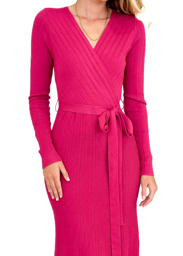 Torio Knit Midi Dress - Magenta