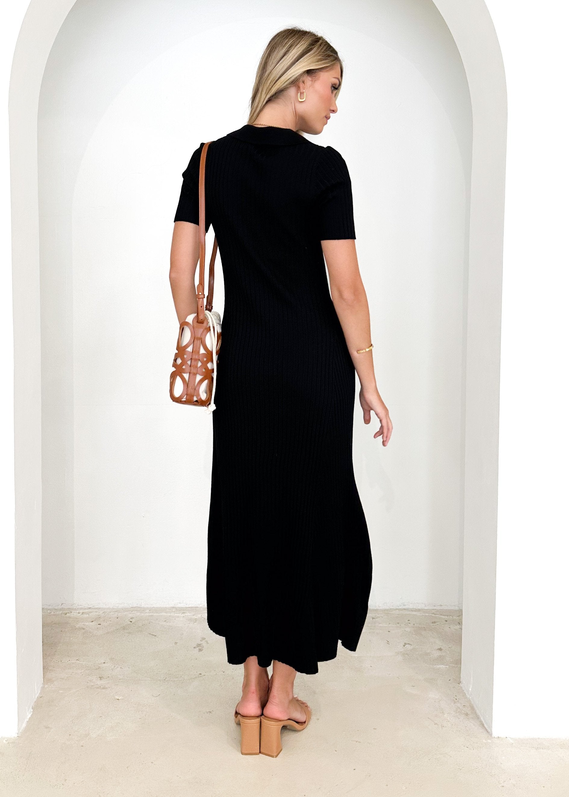 Dallis Knit Midi Dress - Black