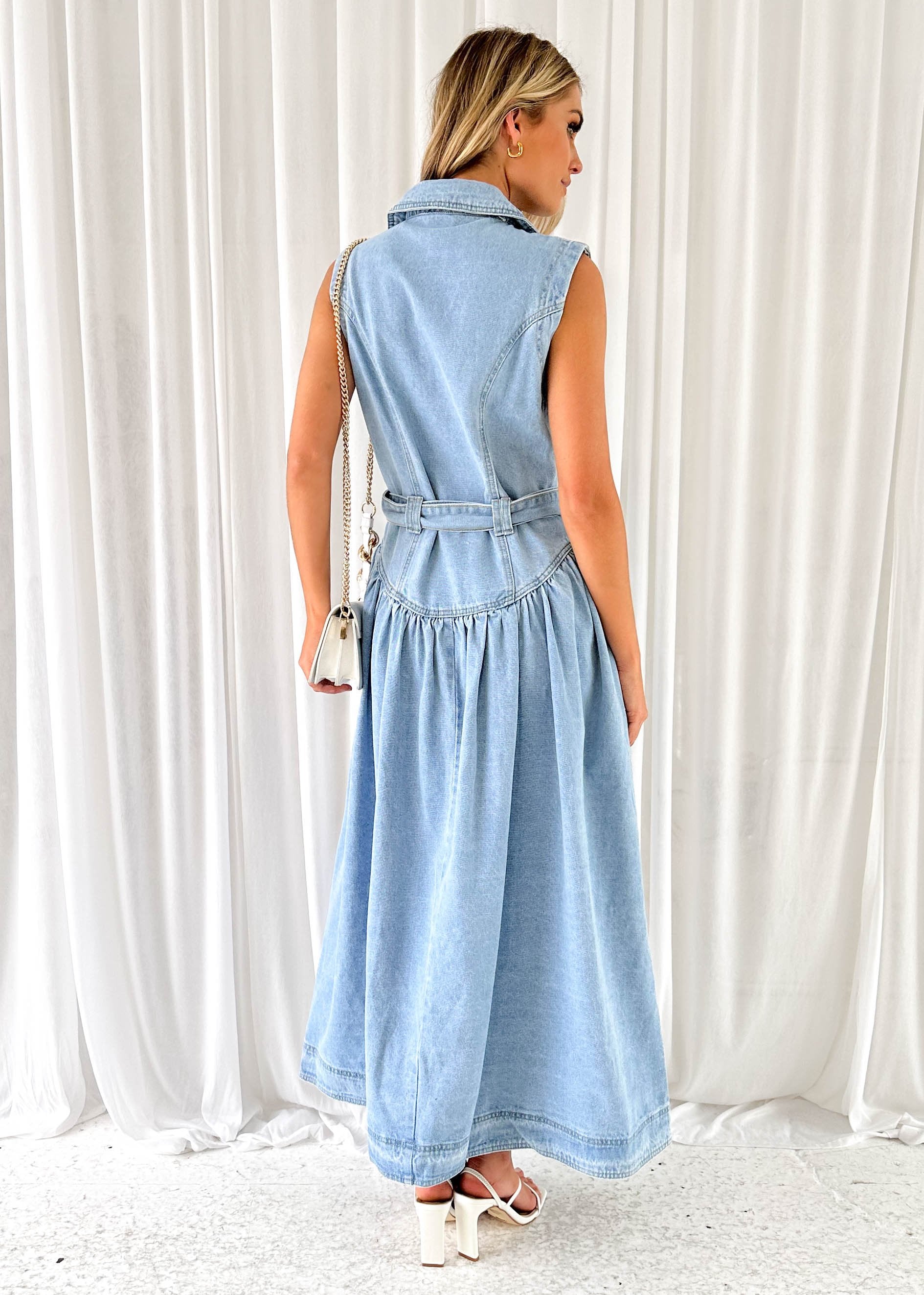 Leilain Denim Midi Dress - Light Blue