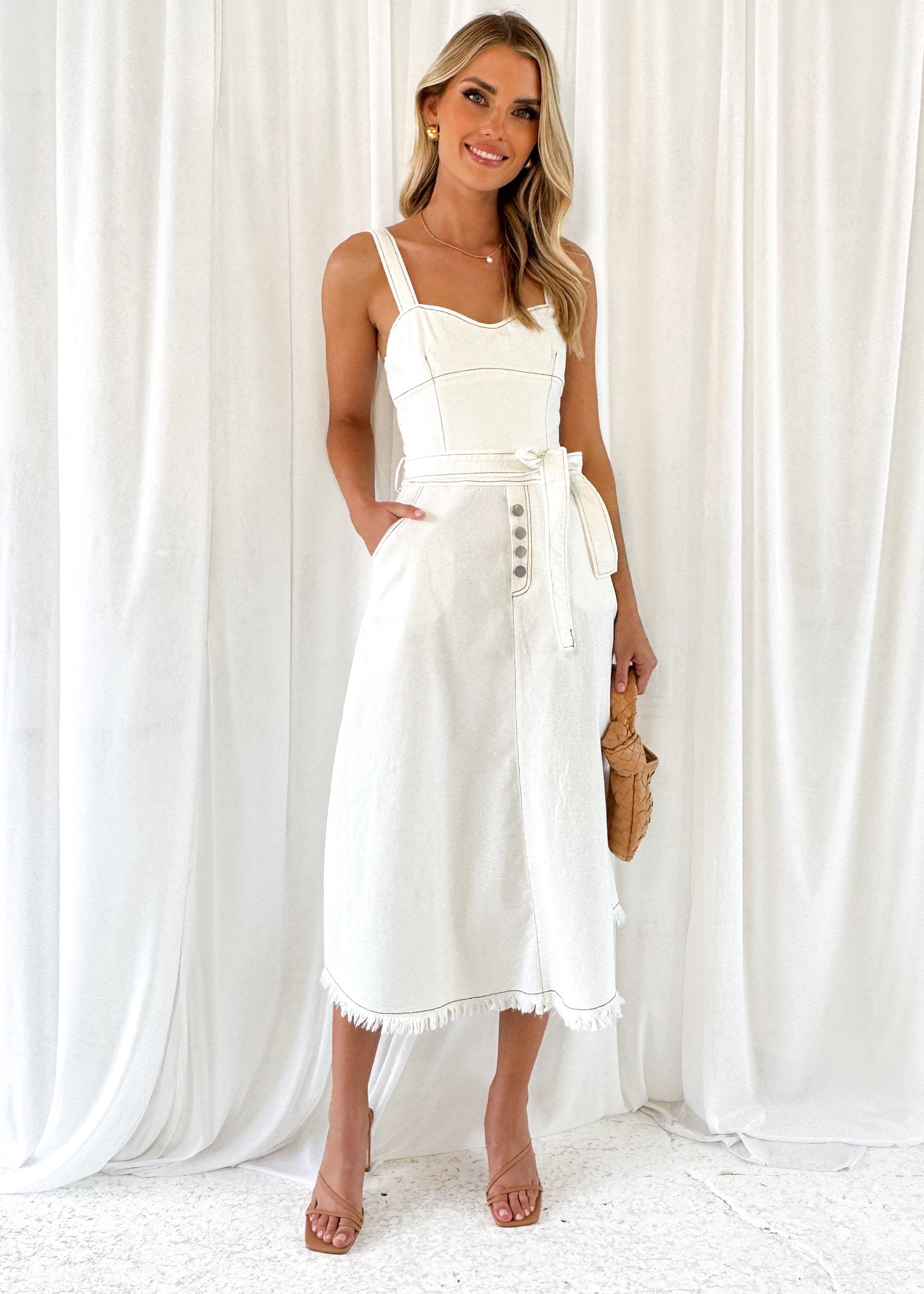 Anessa Stretch Denim Dress - Off White