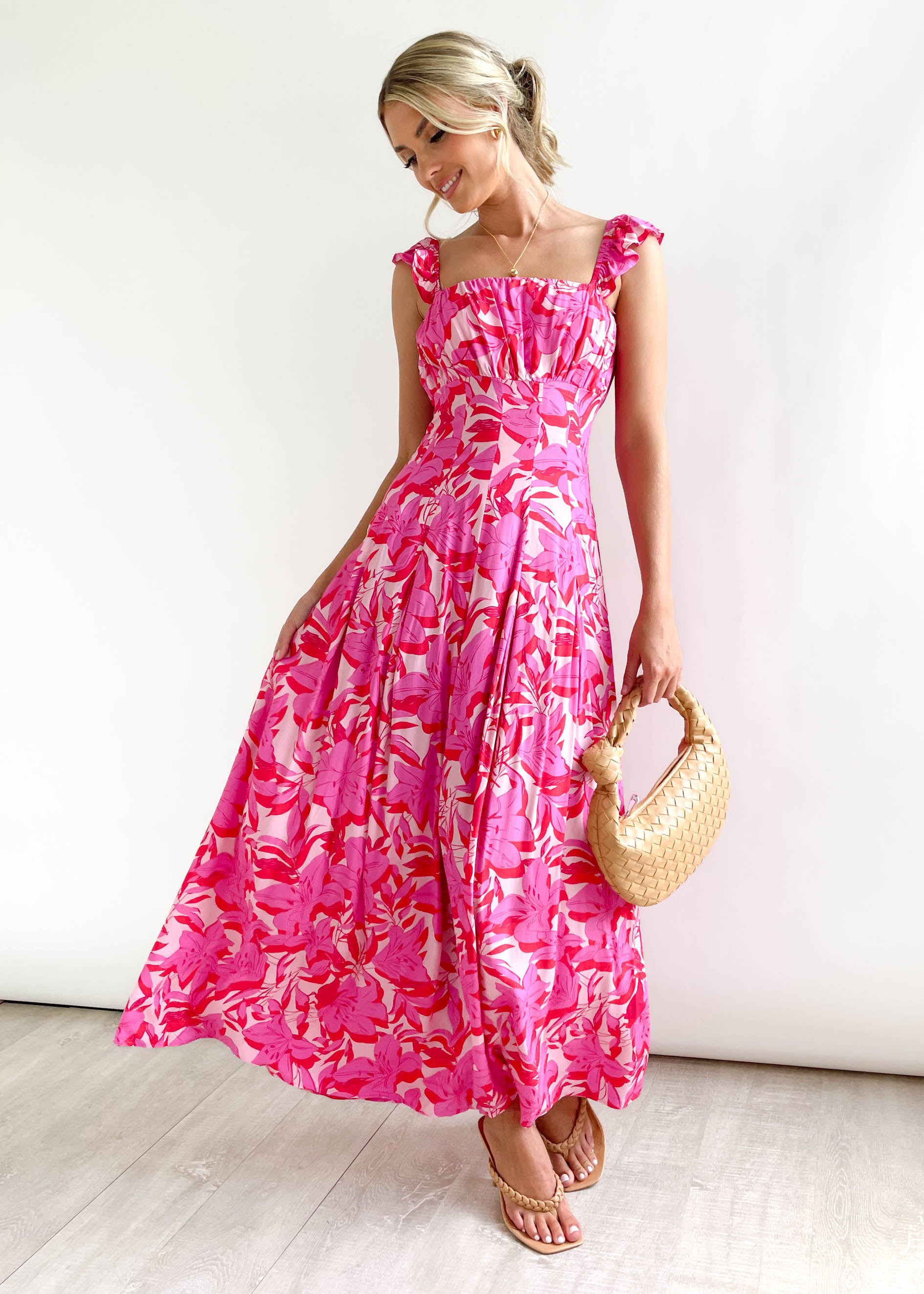 Amaley Maxi Dress - Pink Flowers