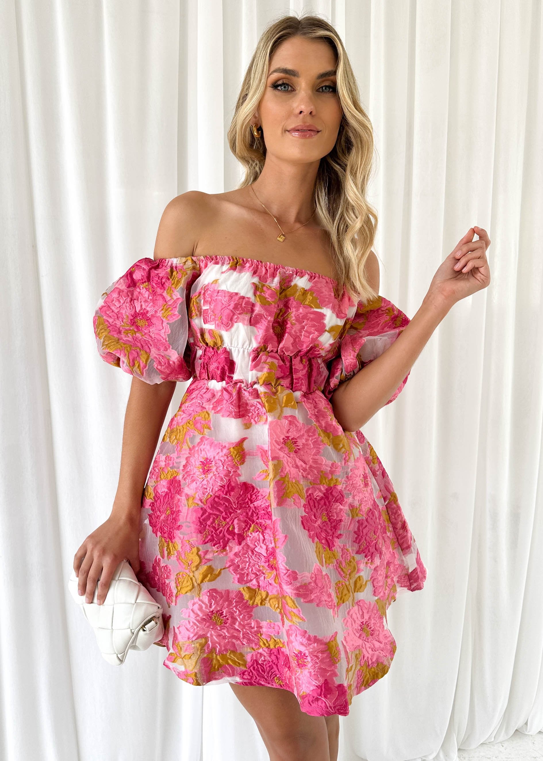 Lania Dress - Pink Jacquard