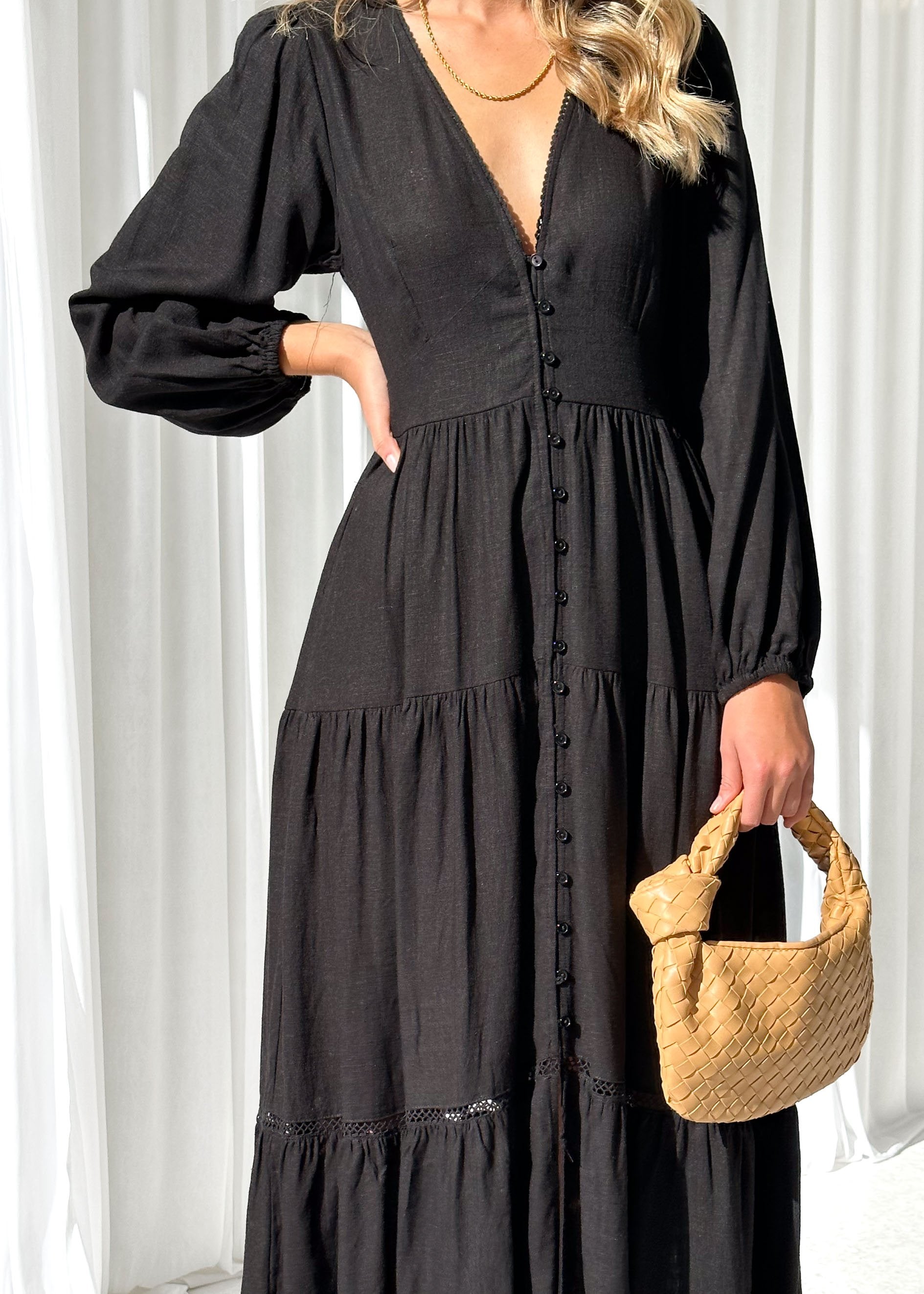 Bershka Midi Dress - Black