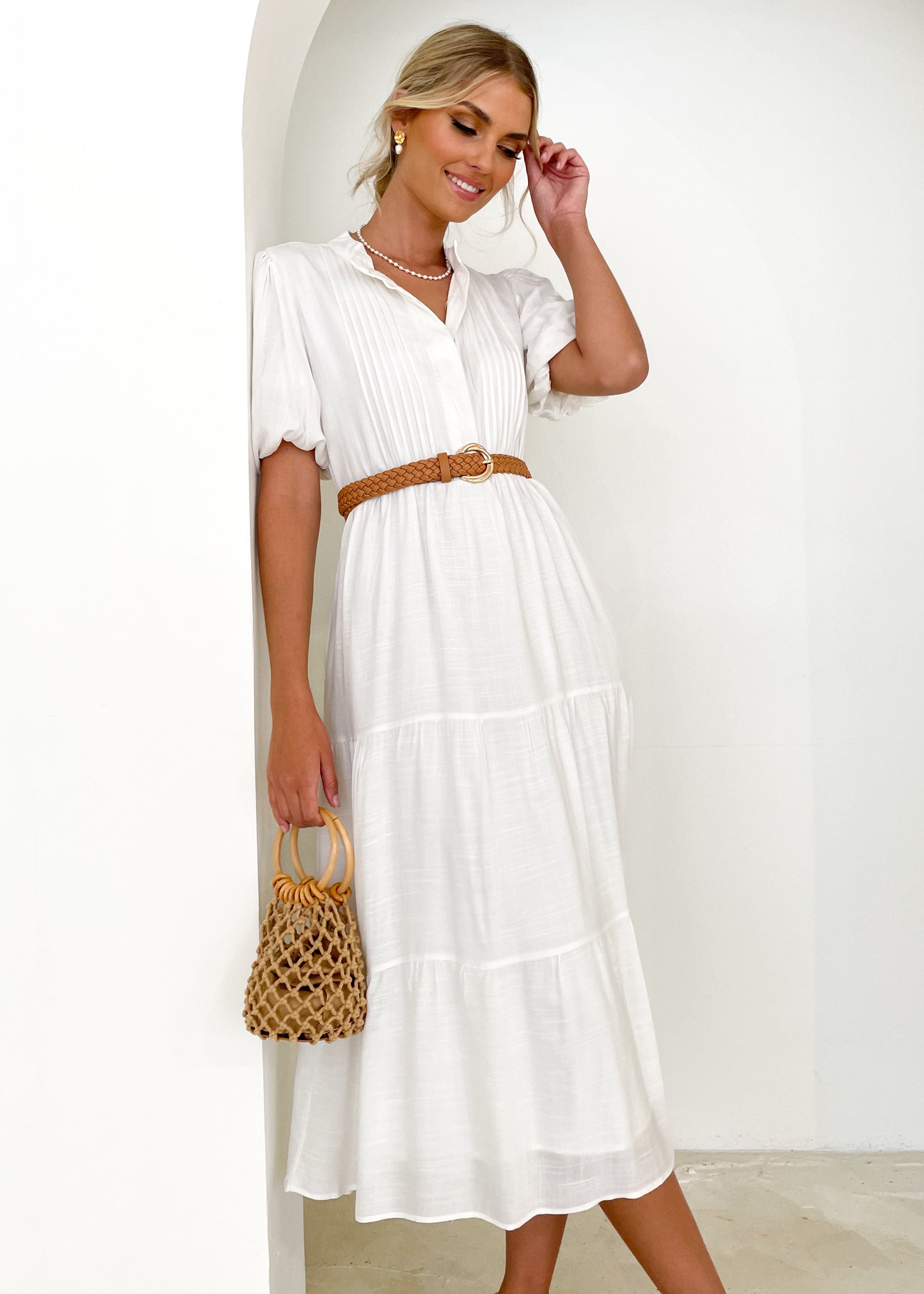 Janicey Midi Dress - Off White