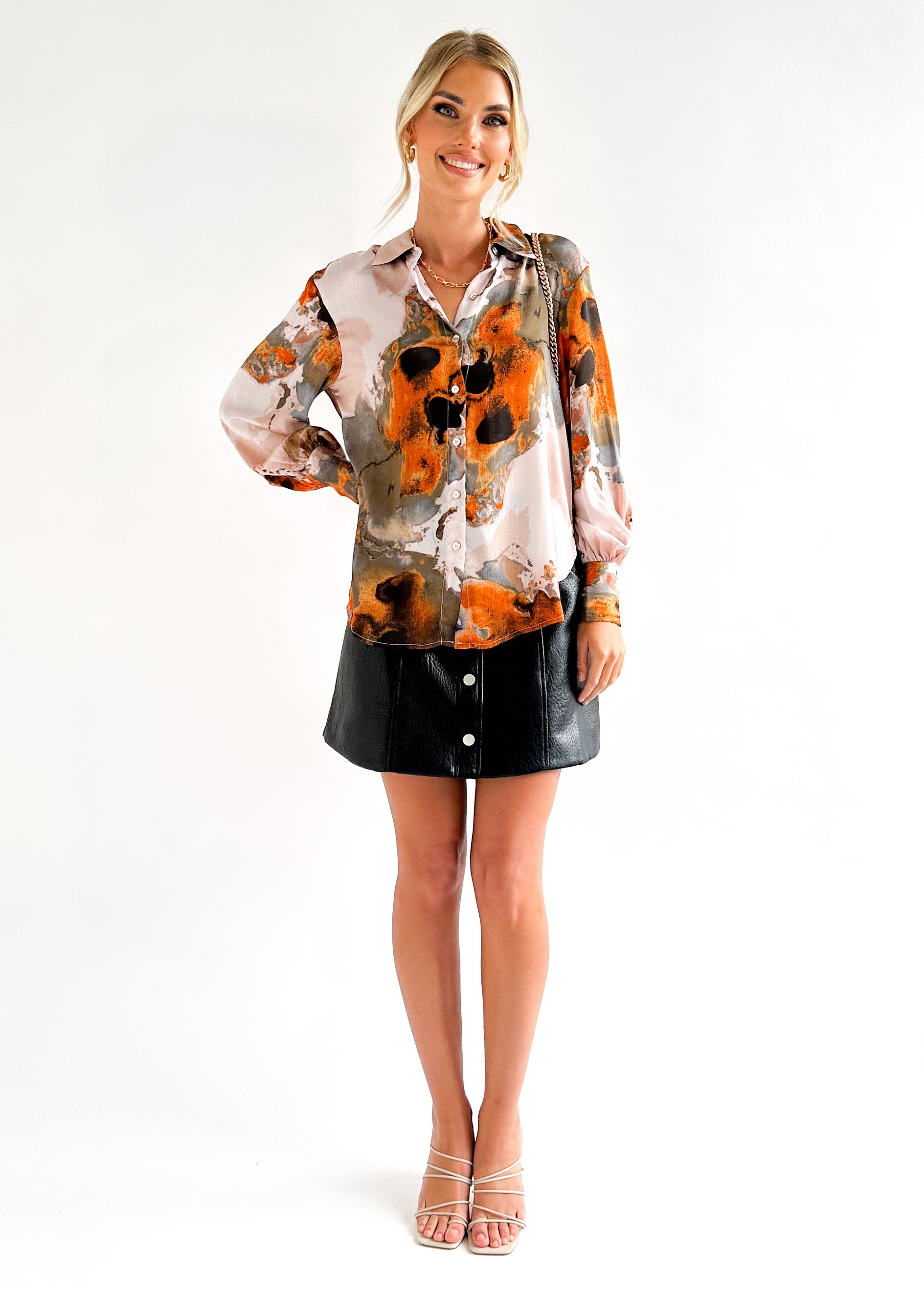 Rubyline Blouse - Rust Marble