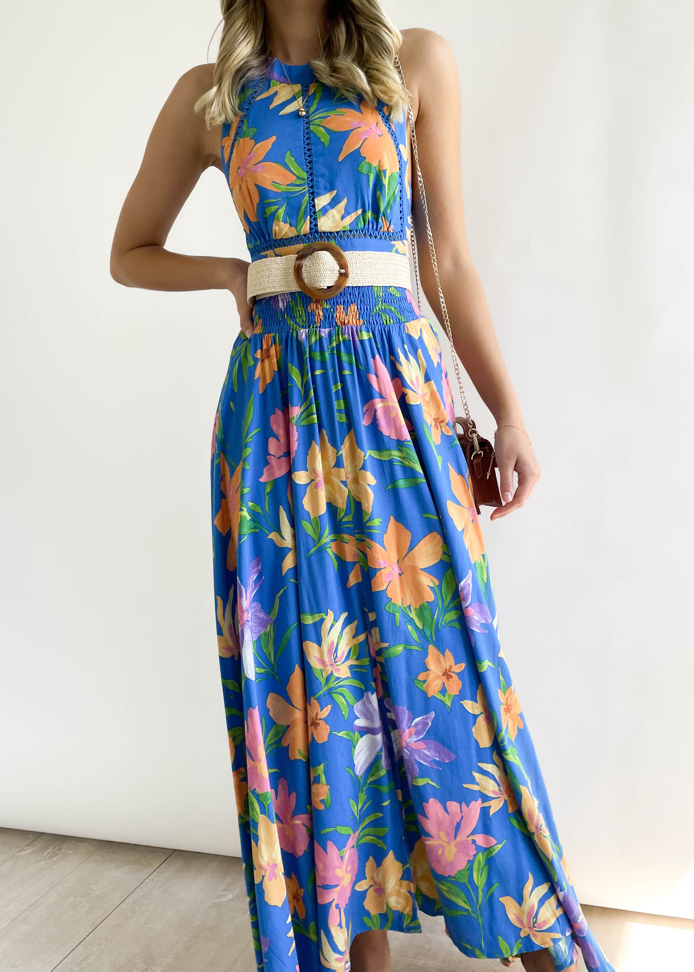 Delorce Maxi Dress - Cobalt Floral