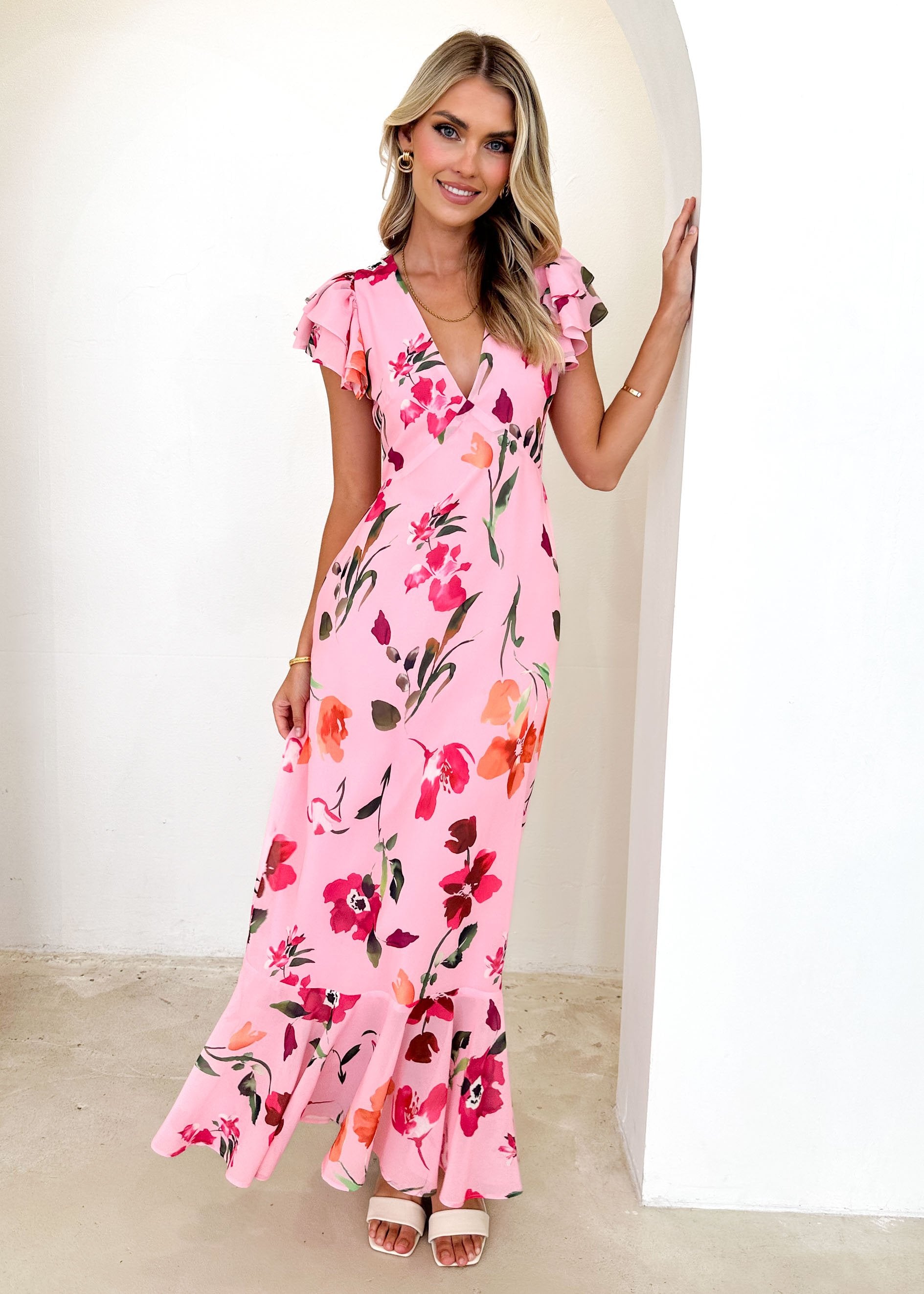 Vettie Maxi Dress - Pink Azalea