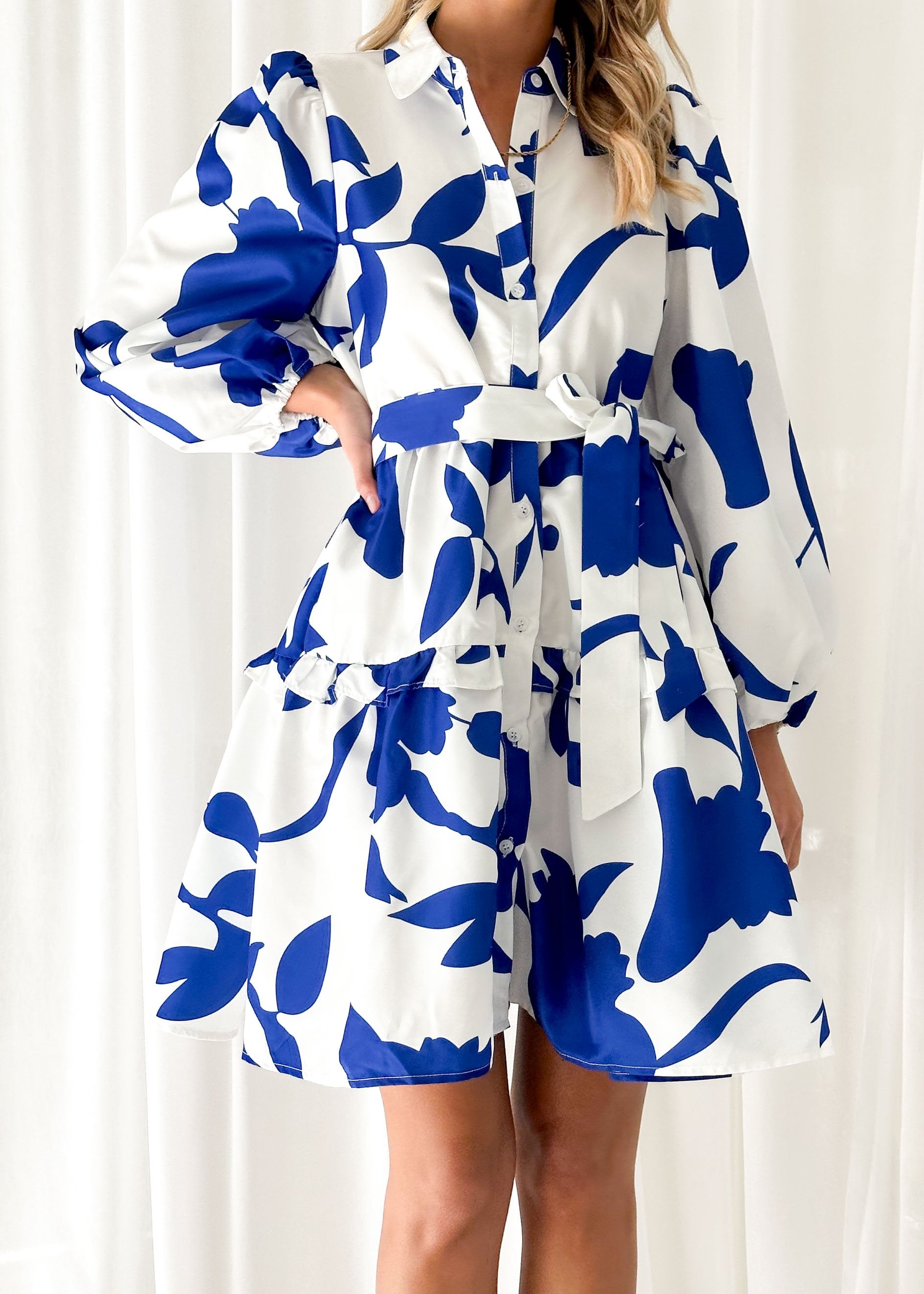Freeda Dress - Blue Leaf