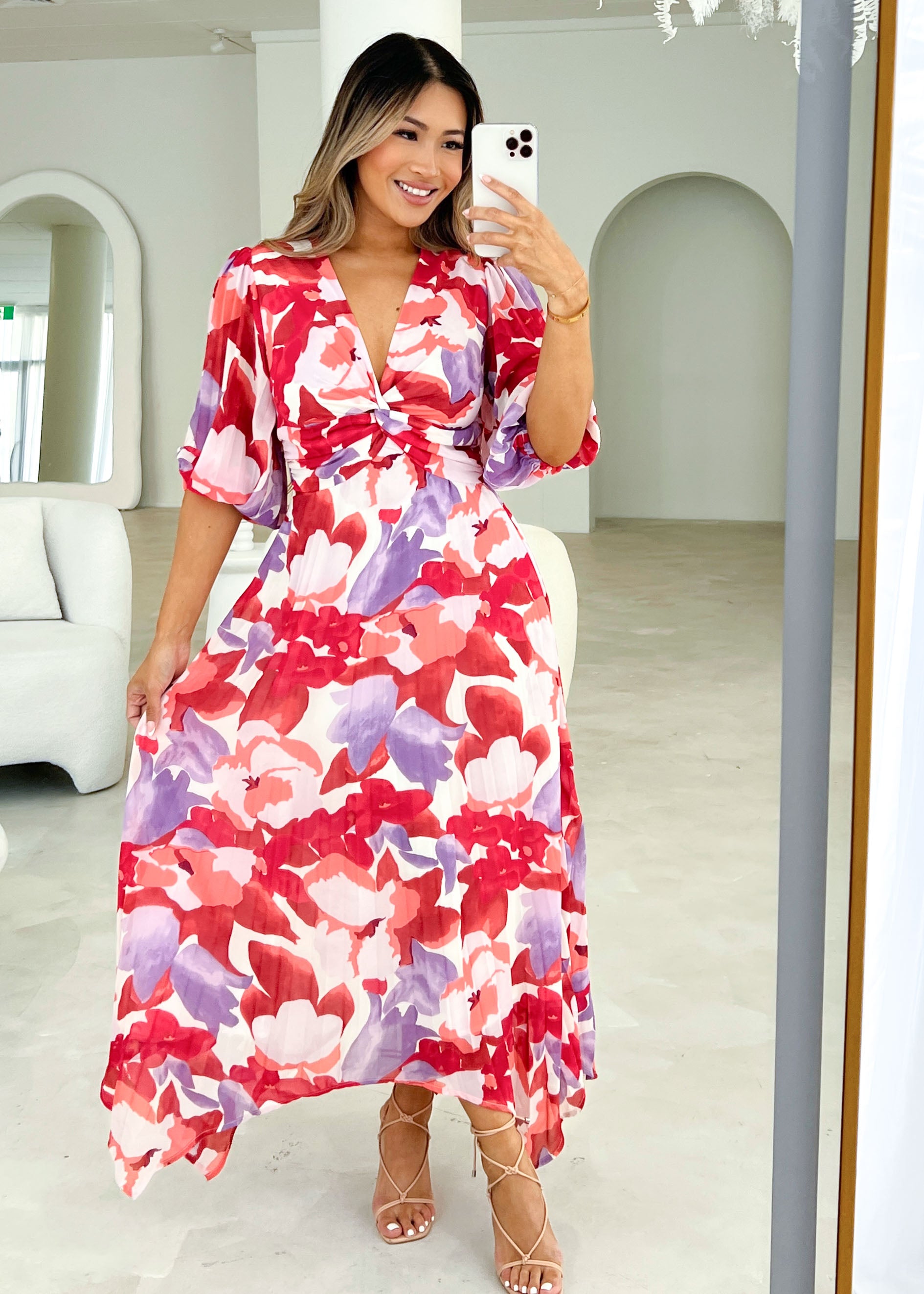 Ishani Midi Dress - Ruby Floral
