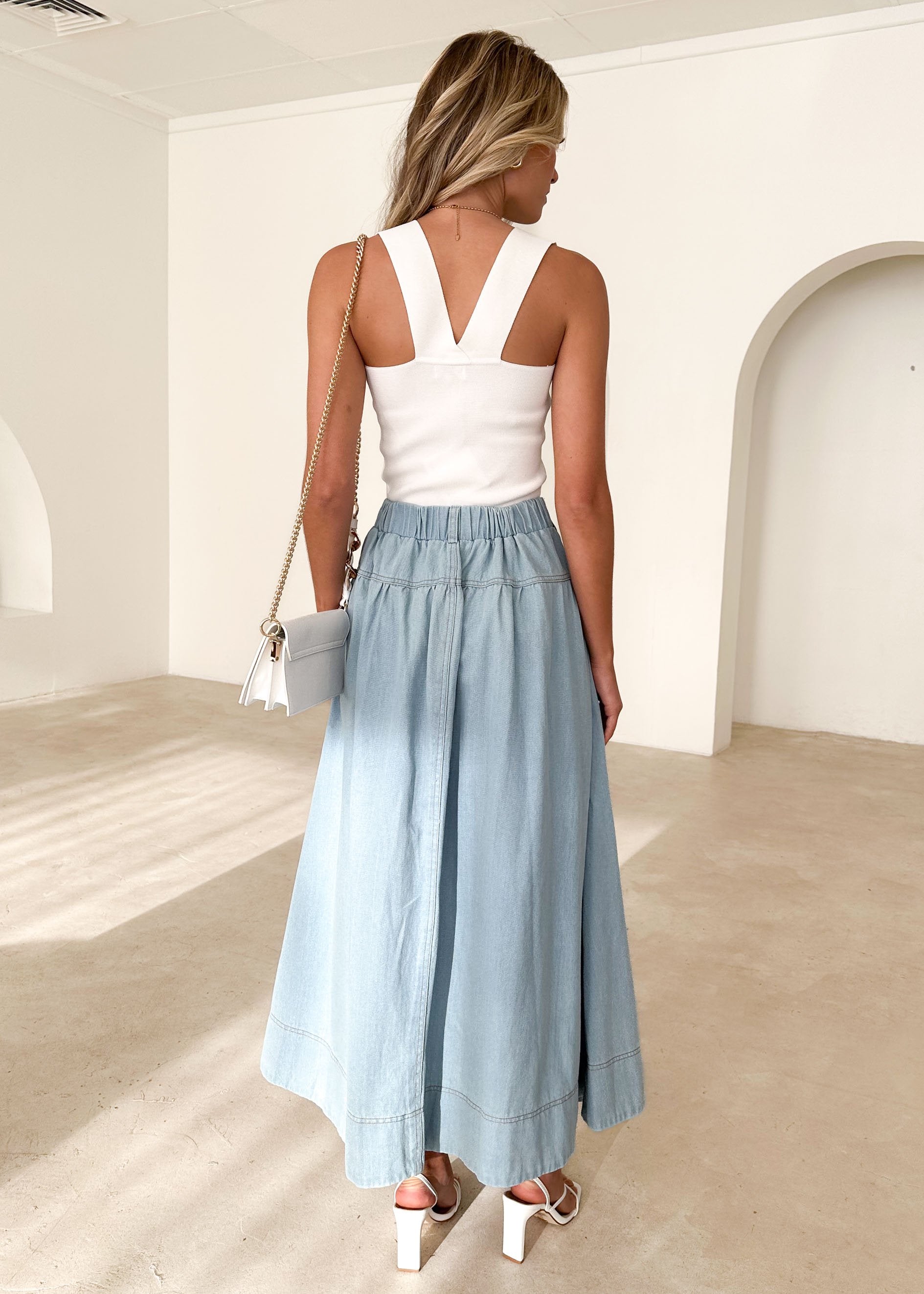 Berla Denim Maxi Skirt - Light Blue