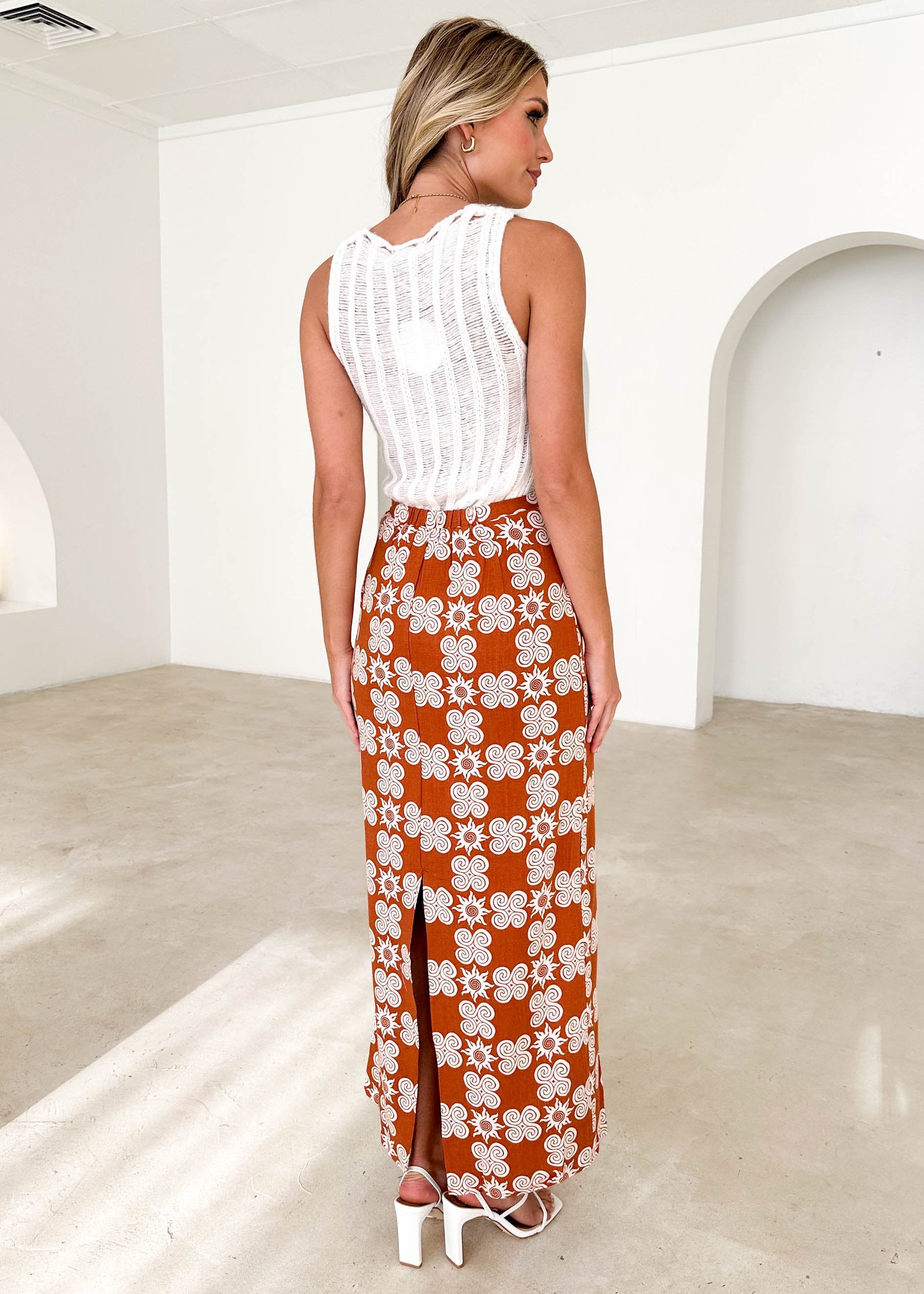 Trista Maxi Skirt - Burnt Orange Soleil
