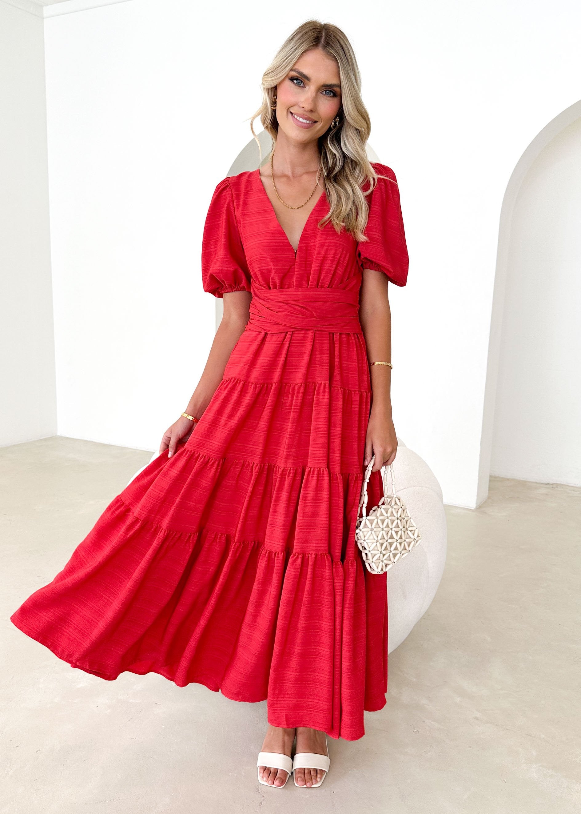 Geerio Maxi Dress - Red