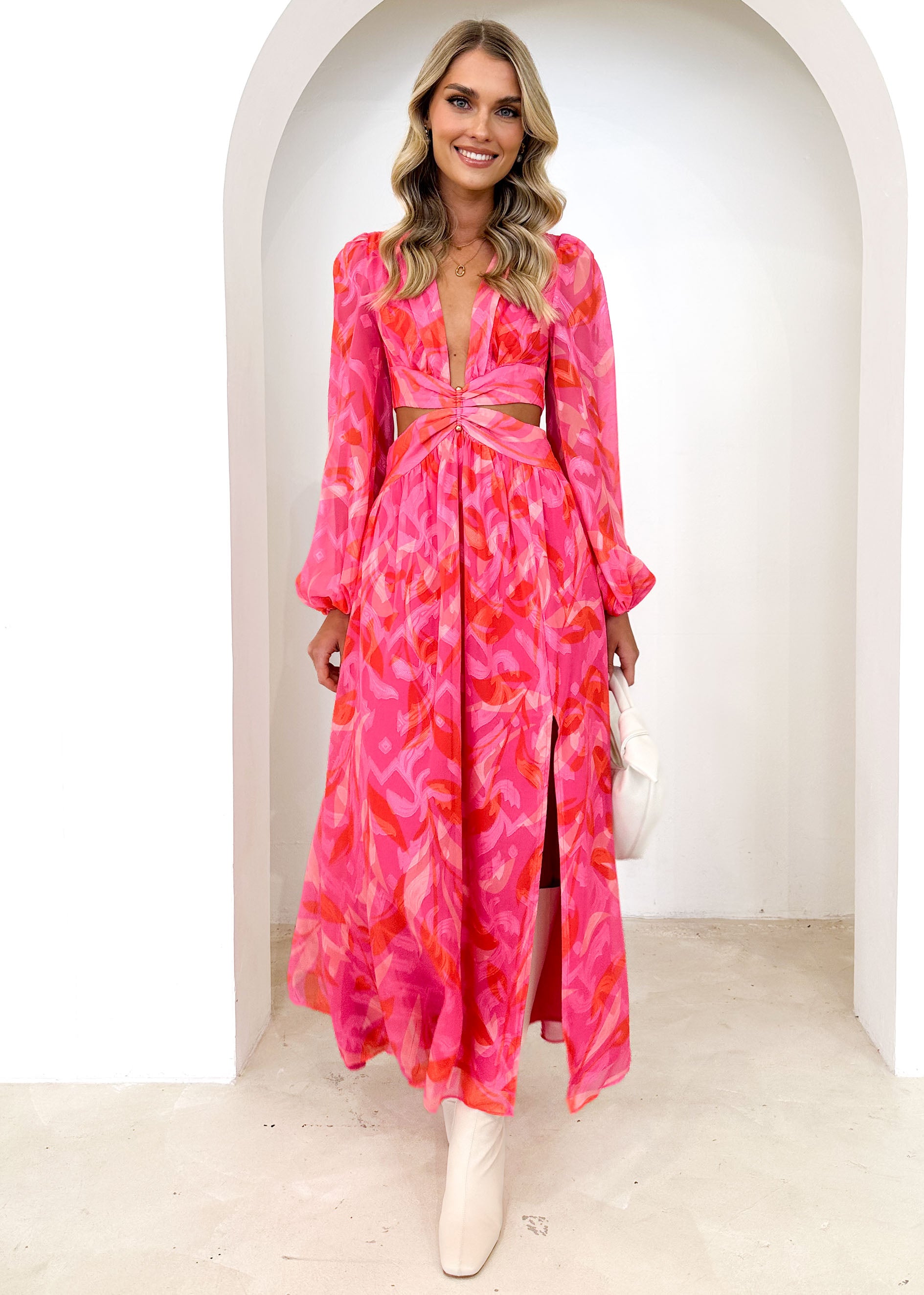 Petria Maxi Dress - Pink Geo