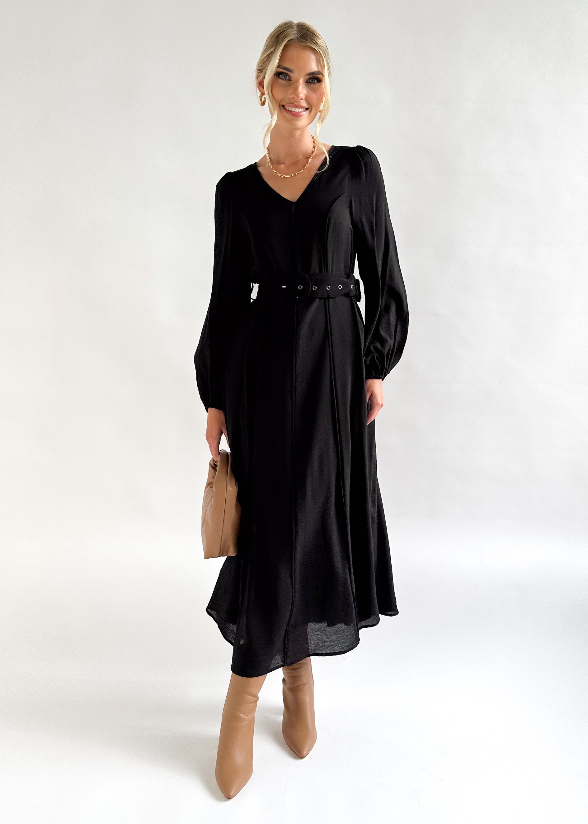 Clarah Midi Dress - Black