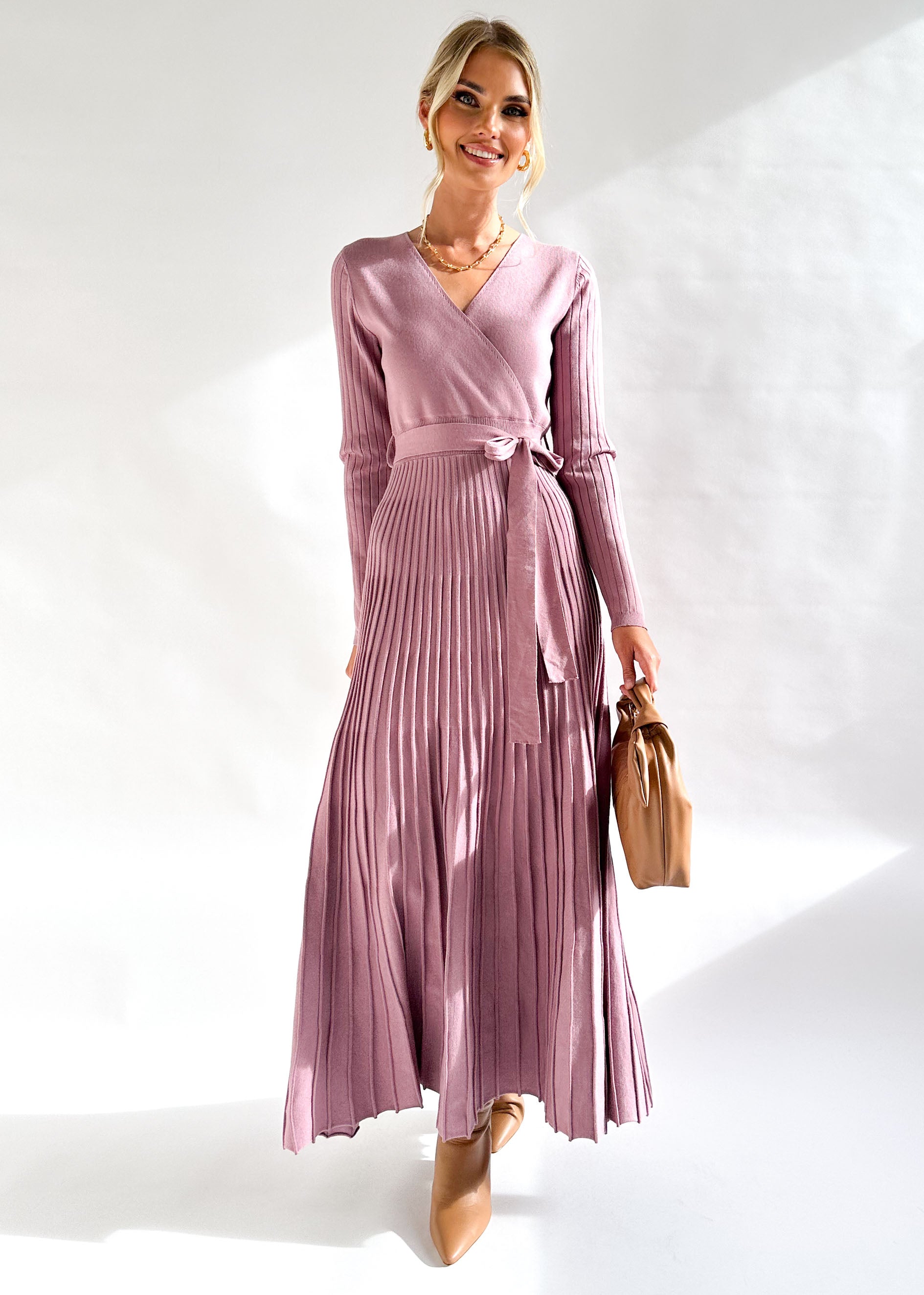 Ottile Knit Midi Dress - Dusty Pink