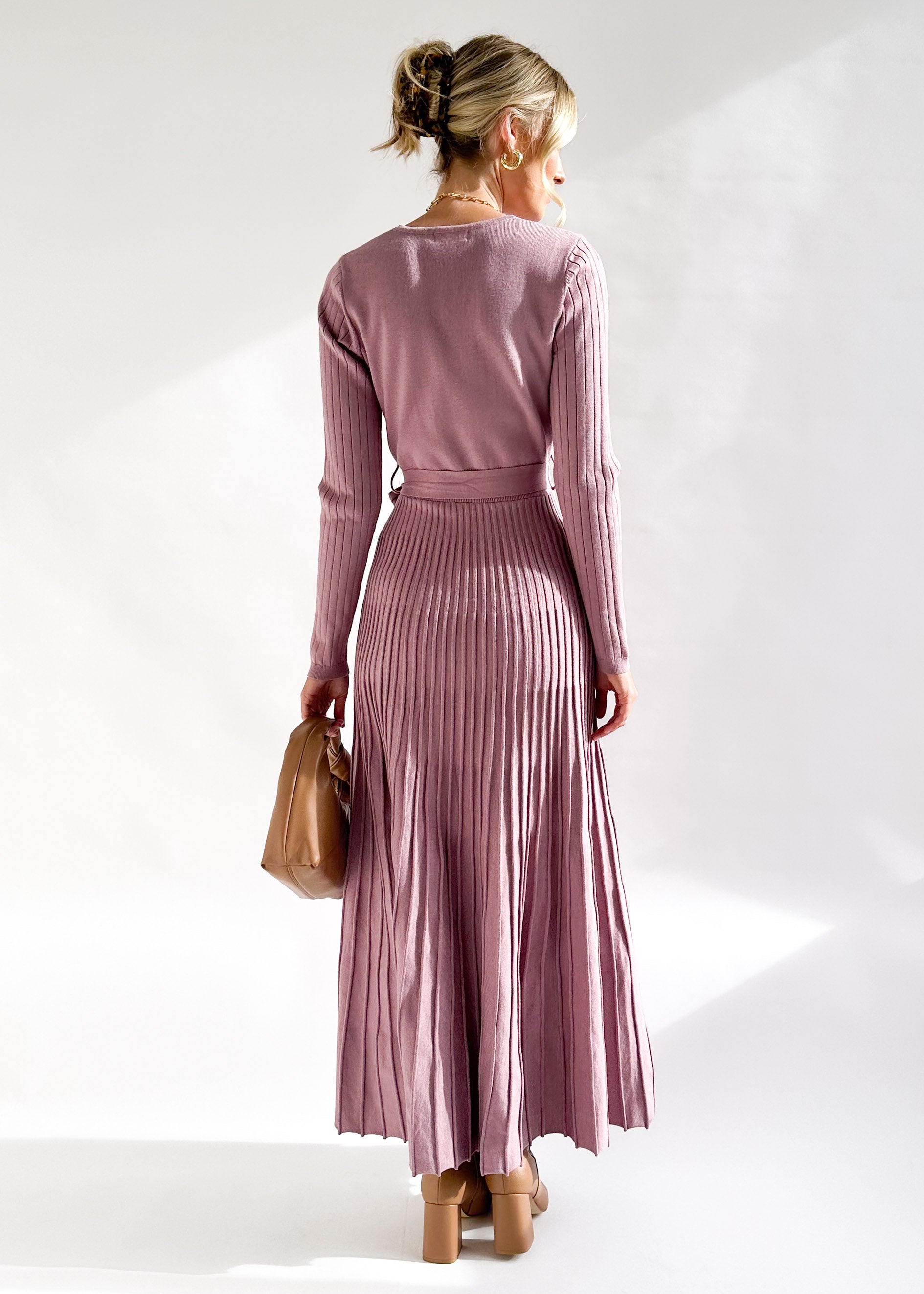 Ottile Knit Midi Dress - Dusty Pink