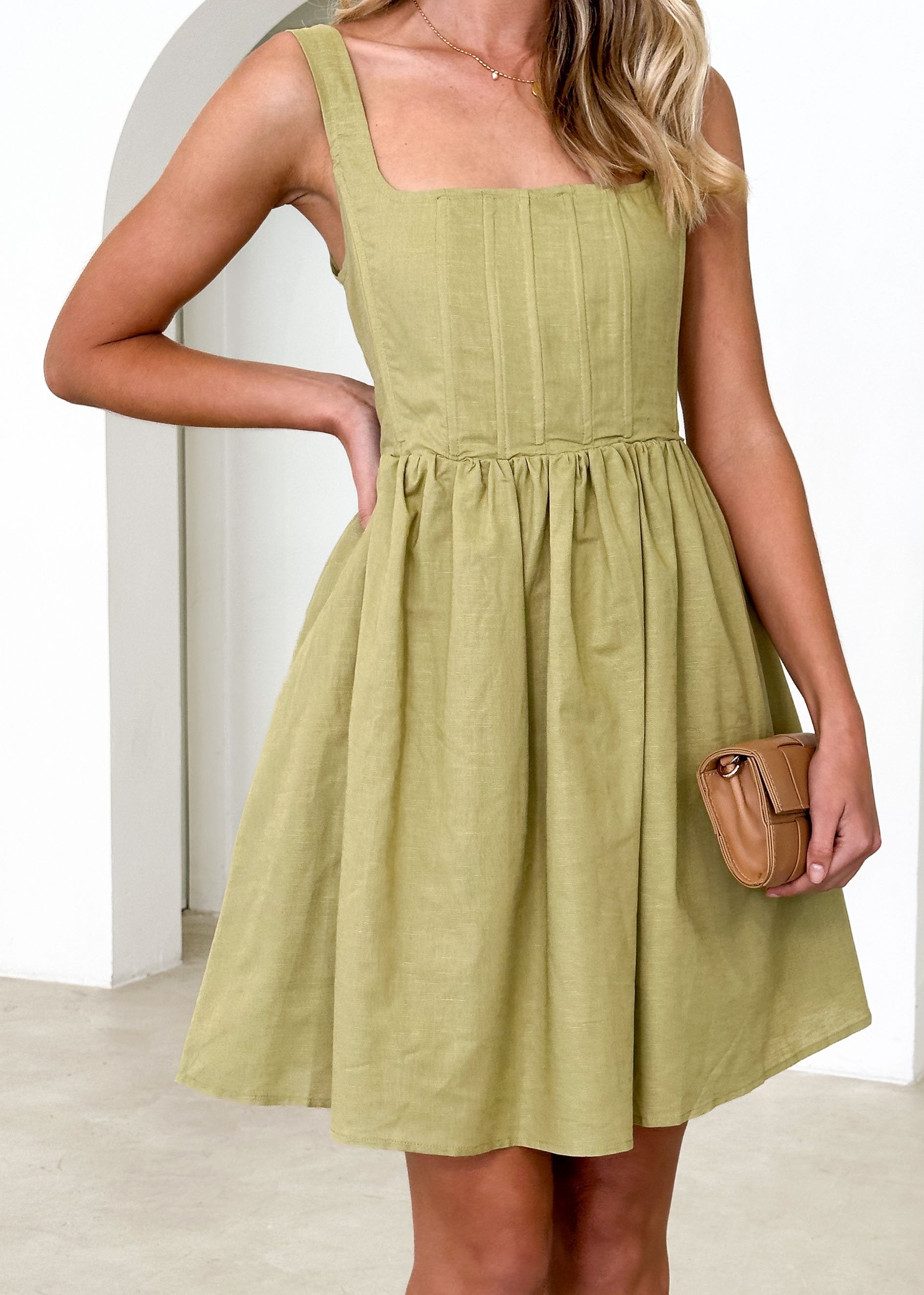 Banks Linen Dress - Olive